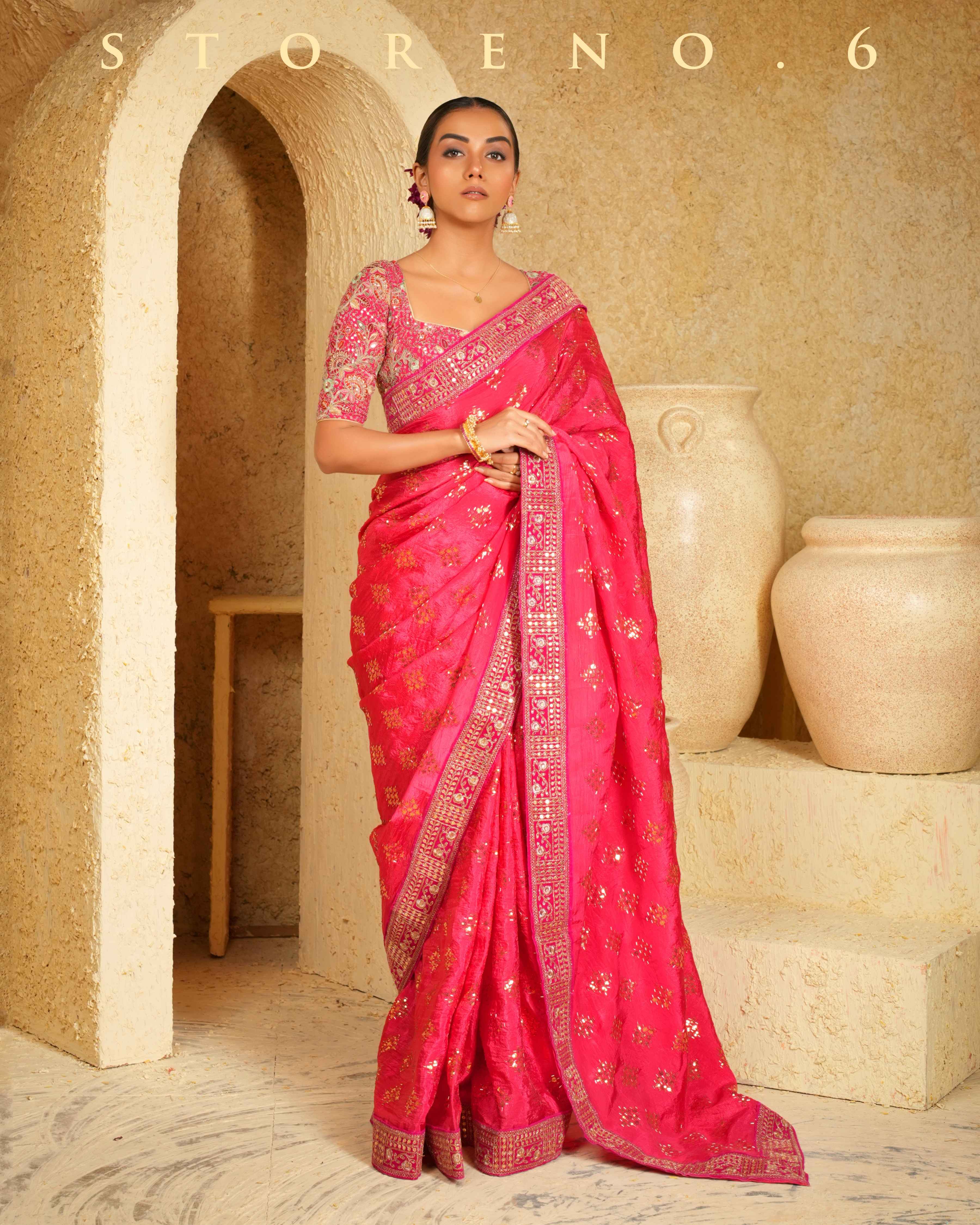 BERRY BEWITCH SAREE WITH FLORID FUCHSIA BLOUSE