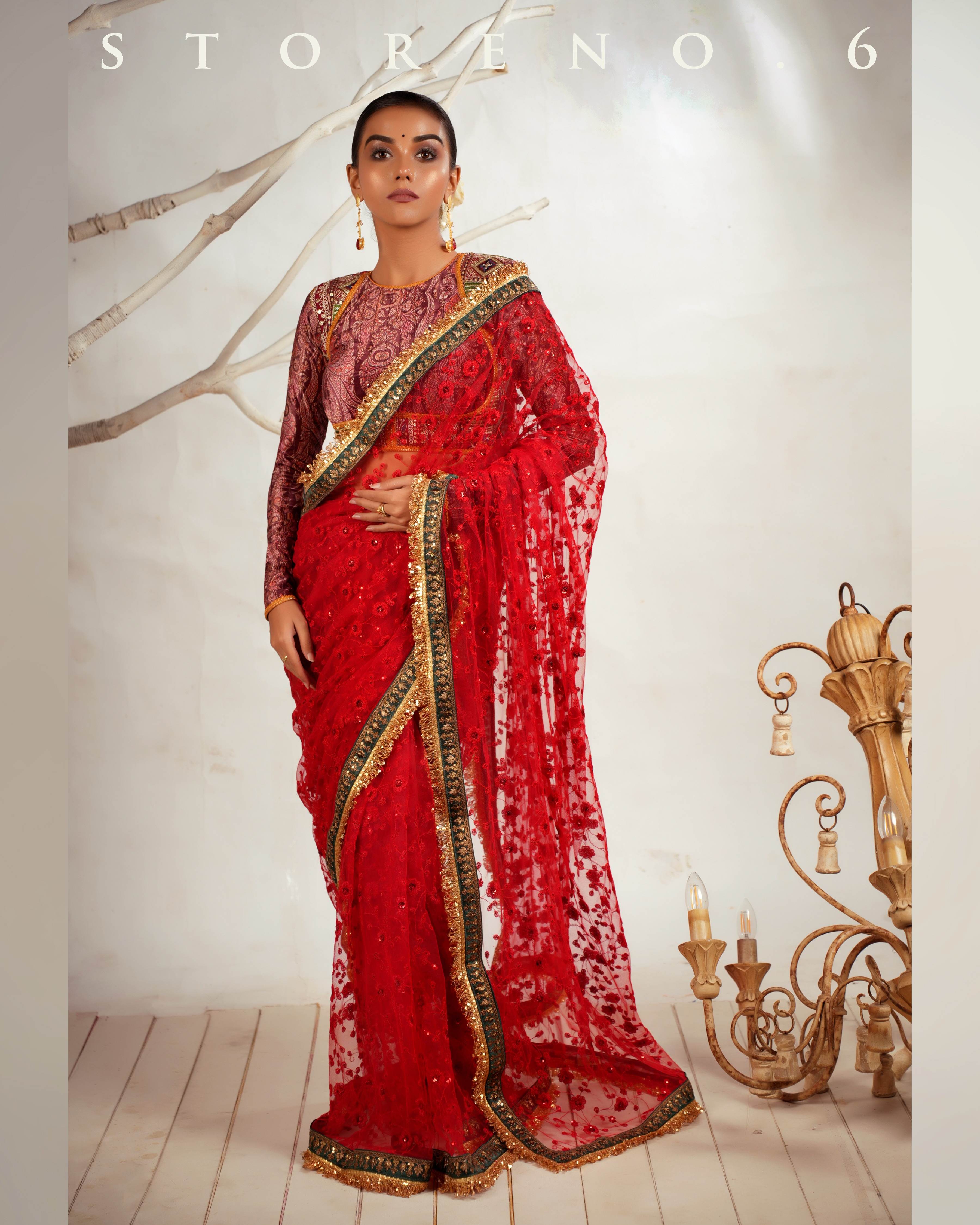 THE SCARLET SPRY SAREE WITH THE KOLKI LUXURY BLOUSE