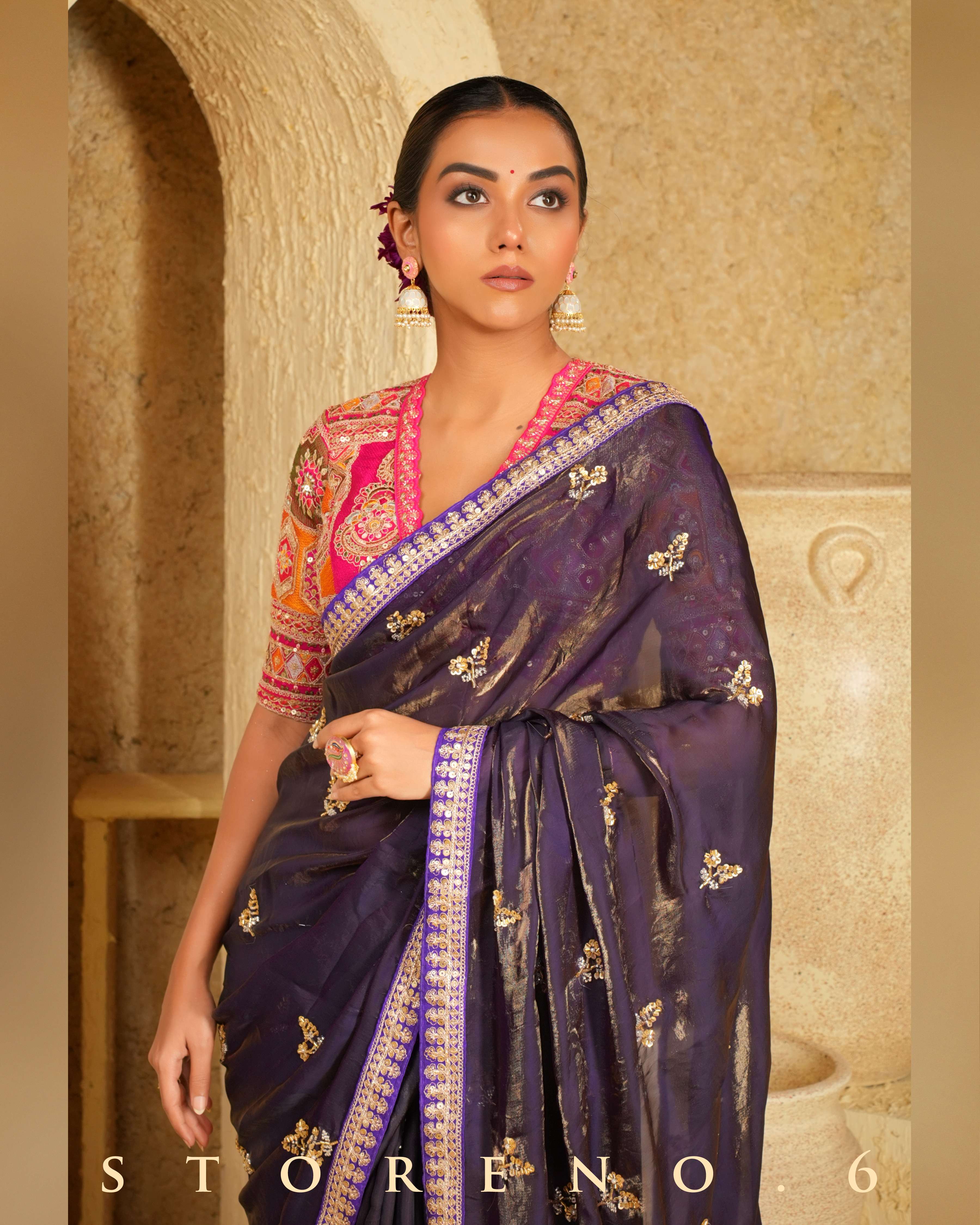 RAISIN RITZY SAREE WITH FUCHSIA FUSION BLOUSE