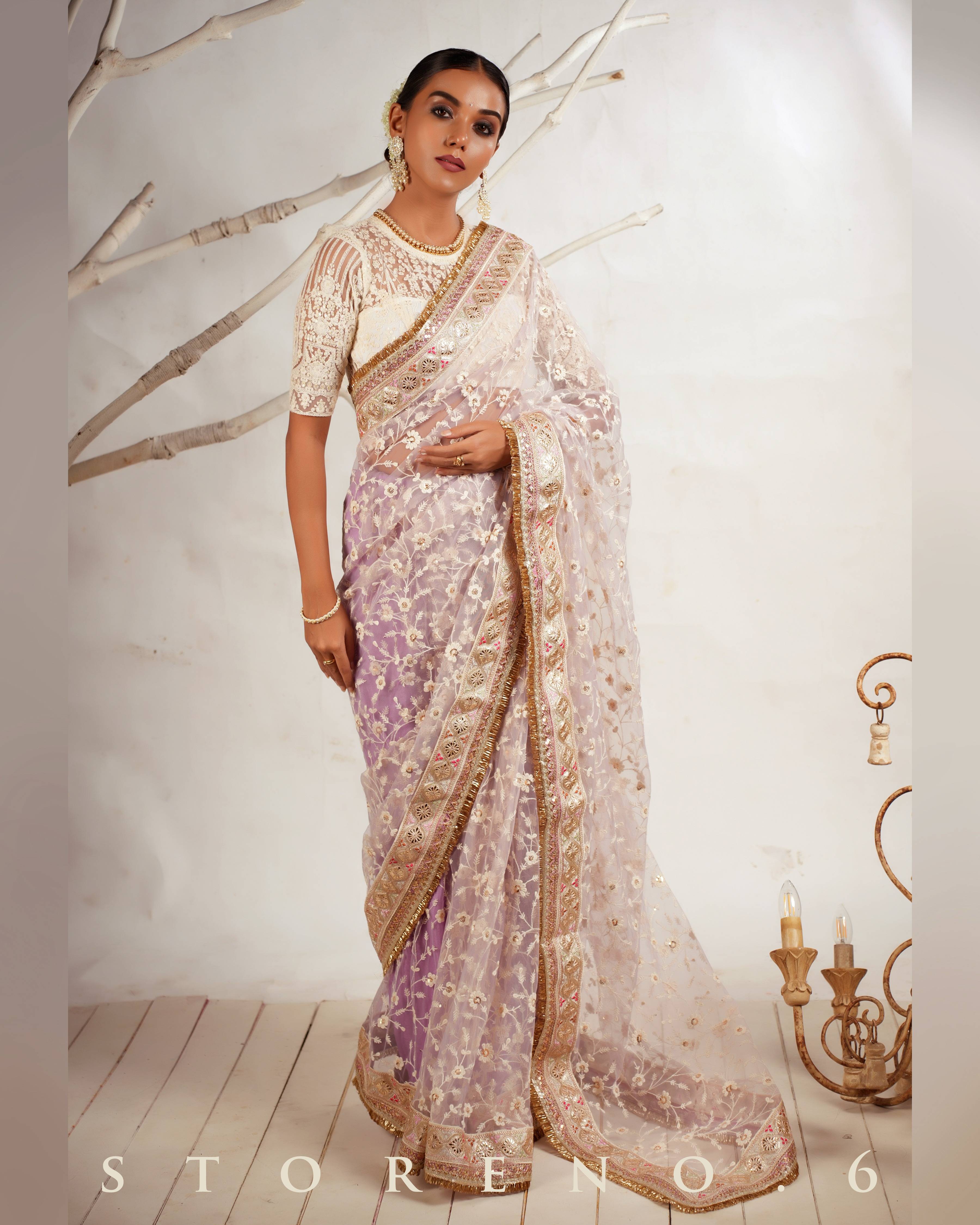 DAISY'S MUSICAL MAUVE SAREE WITH CHAANDNI CLASSIC BLOUSE