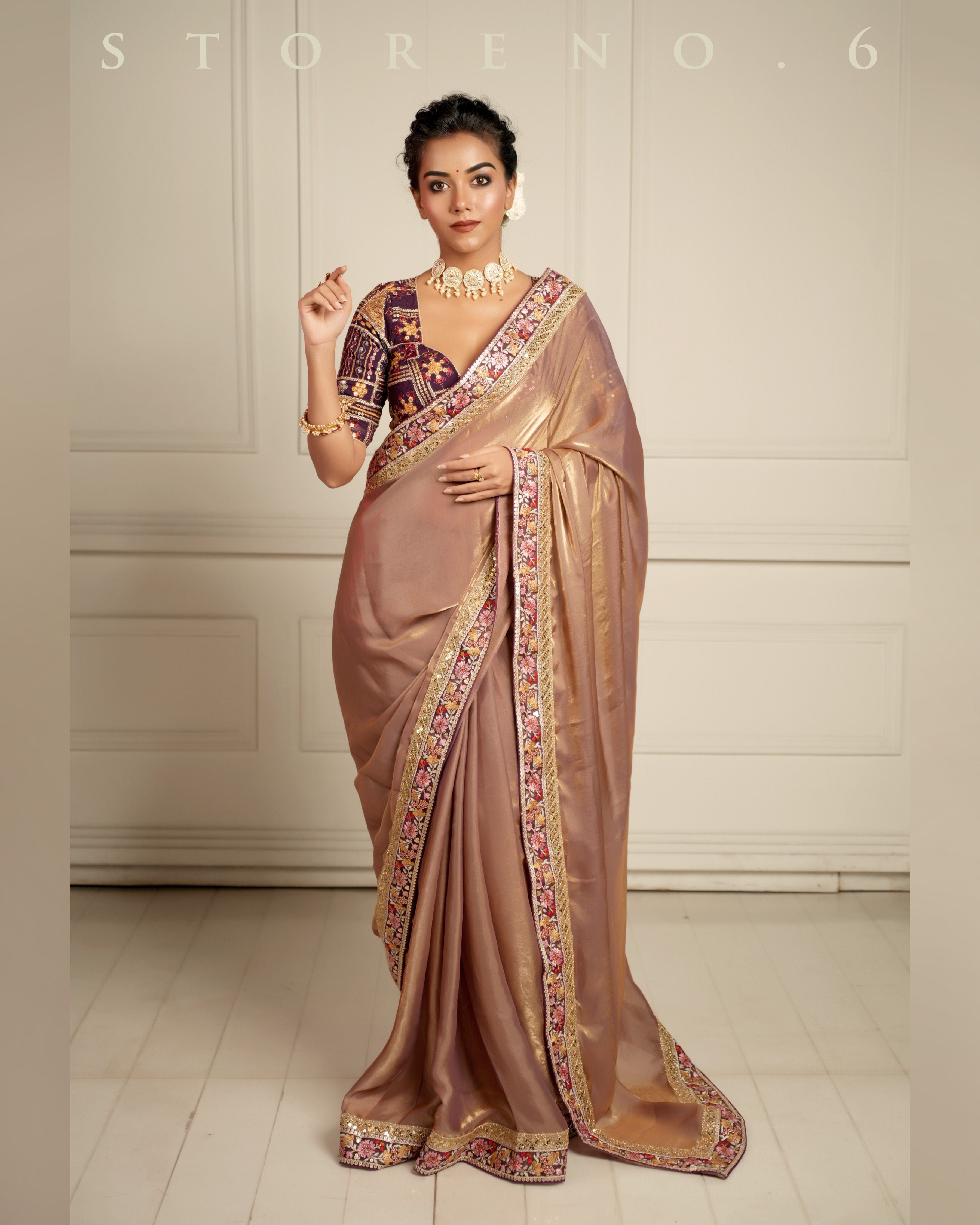 THE IMPERIAL TWILIGHT SHIMMER SAREE WITH PLUM PARADISE BLOUSE