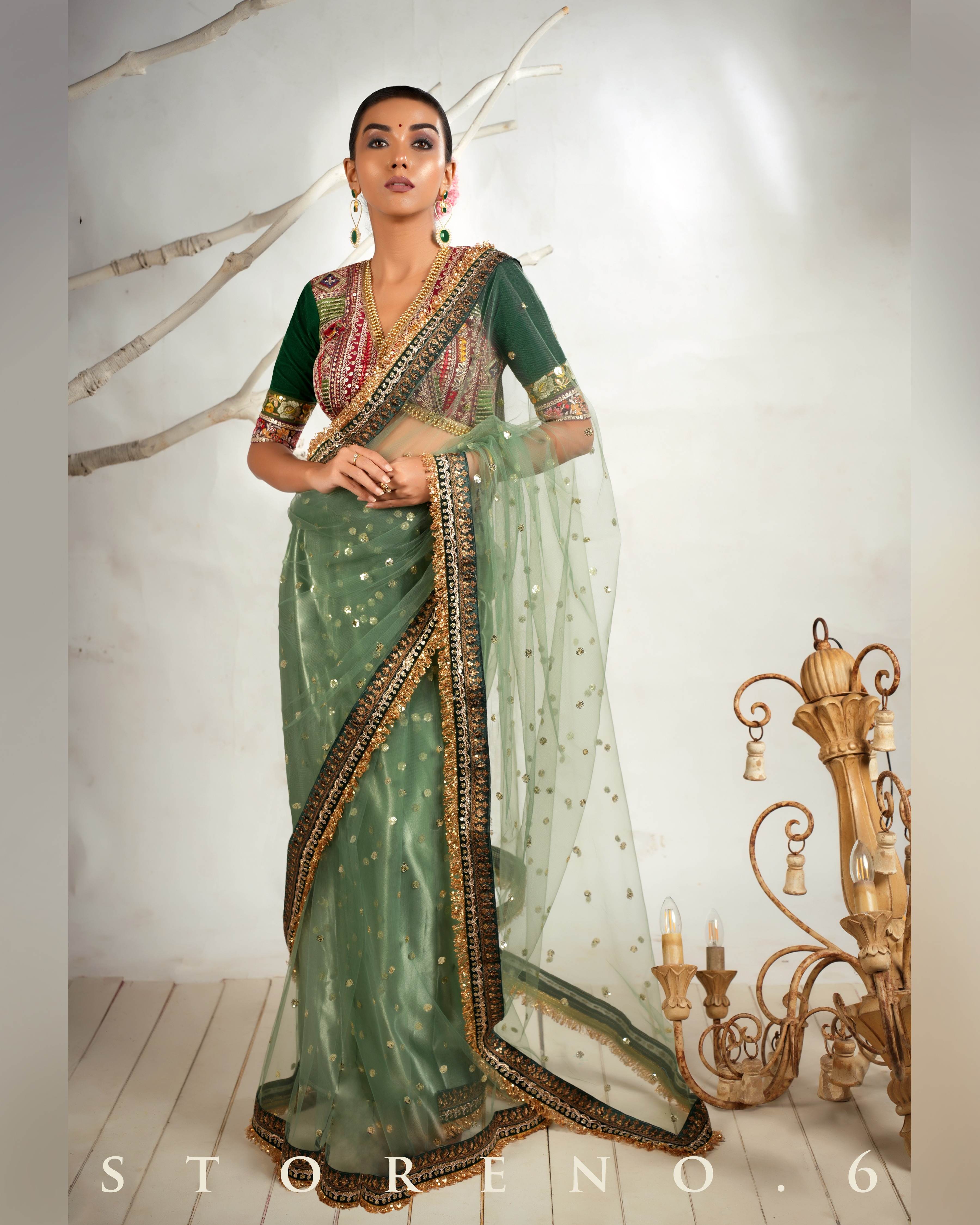 ICONIC IVY SAREE WITH LUSH OF BERRY MELANGE BLOUSE