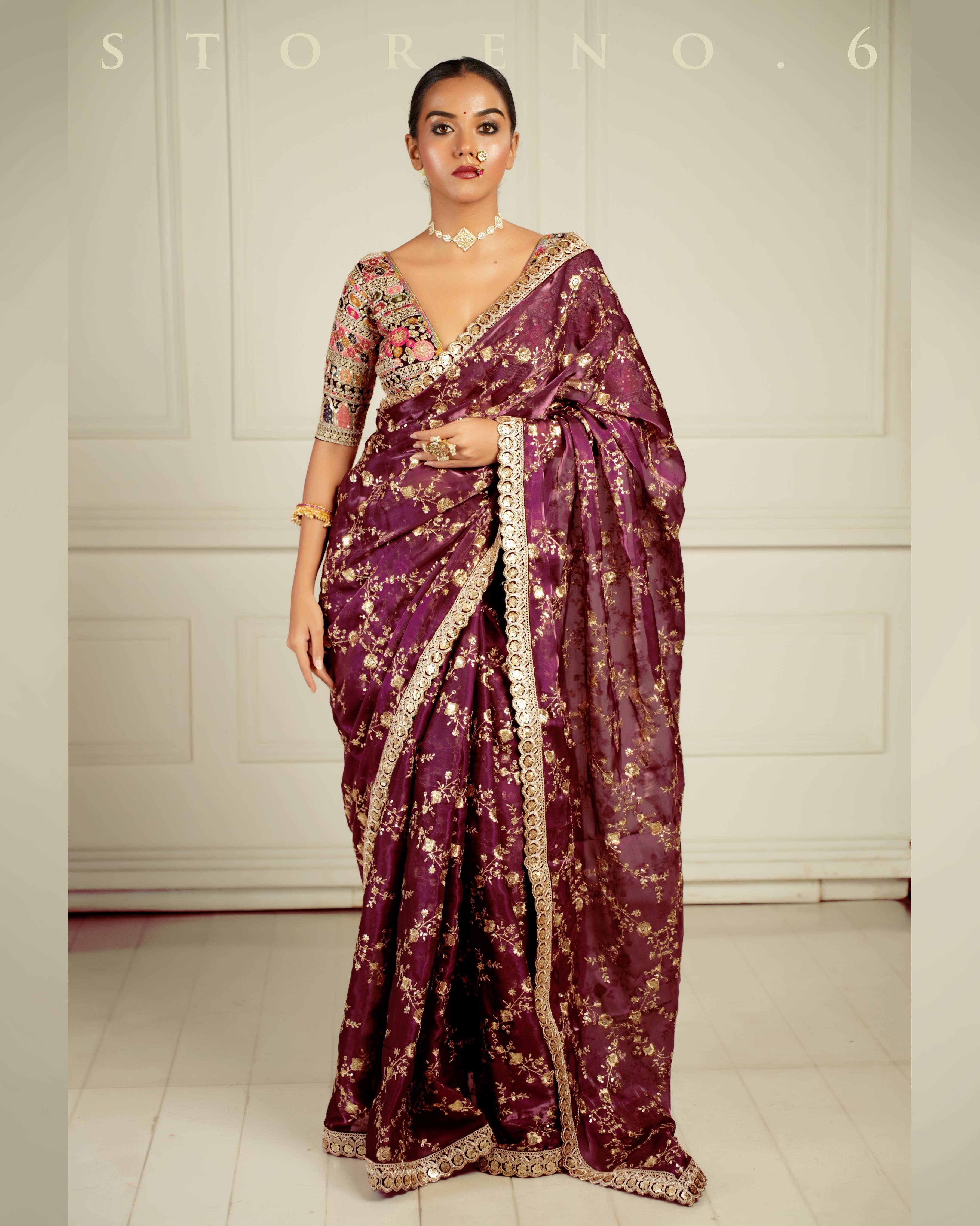 FROM THE VINEYARD SAREE WITH GUL KAARI SIAH-X BLOUSE