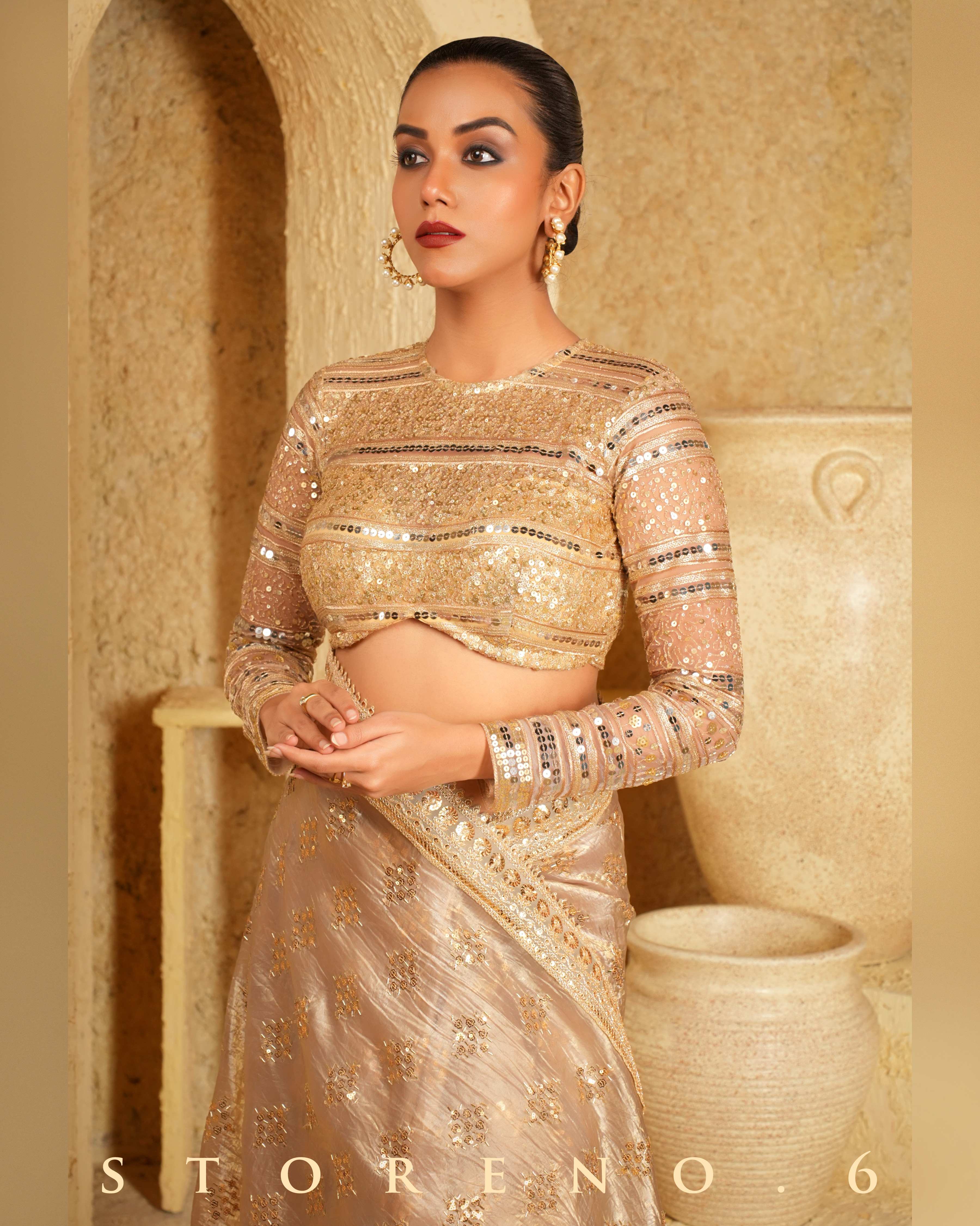 DESERT DELIGHT SAREE WITH GOLD GARNISH BLOUSE