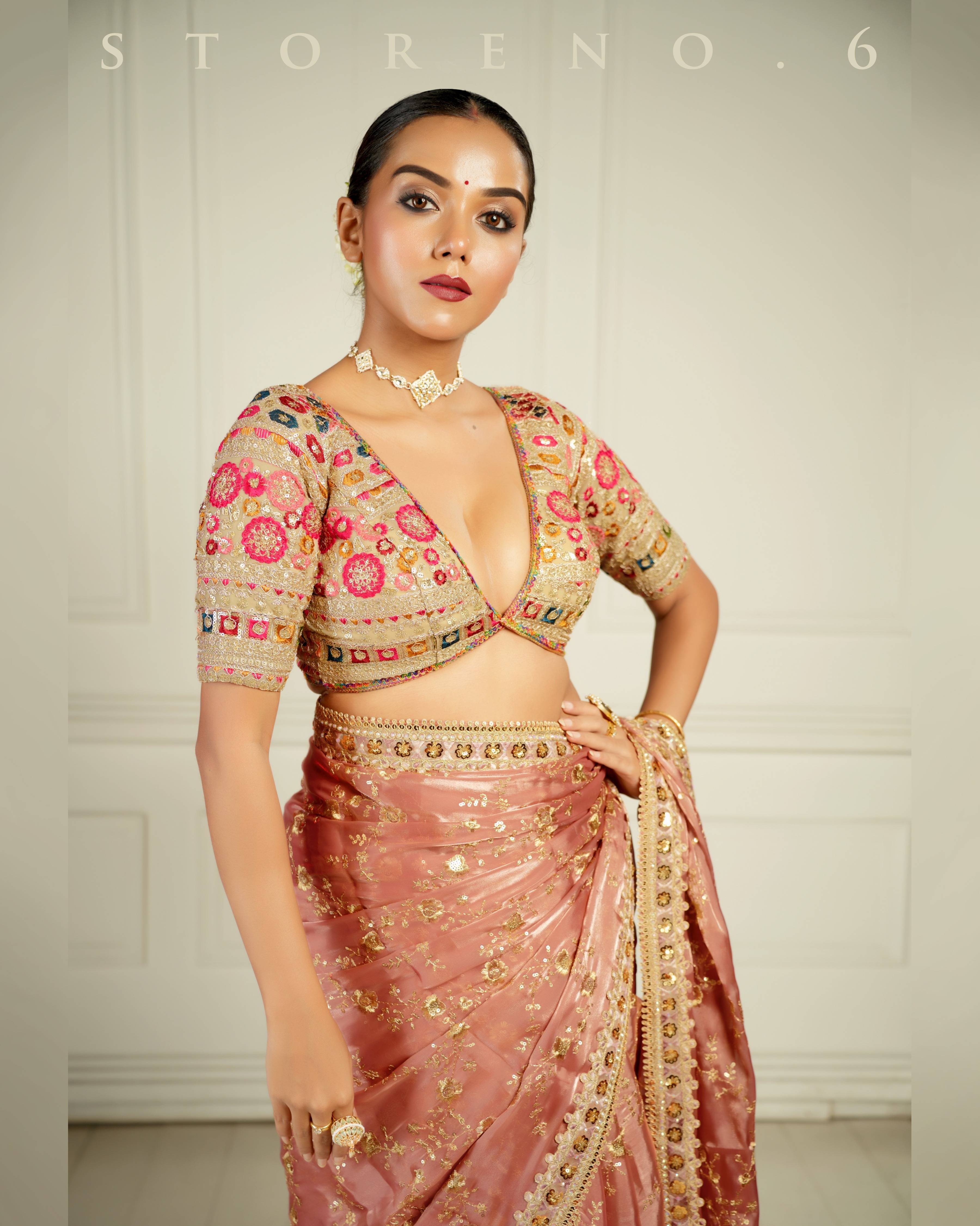 THE CHARM OF THE CORALS SAREE WITH GUL KAARI SURMAI BLOUSE