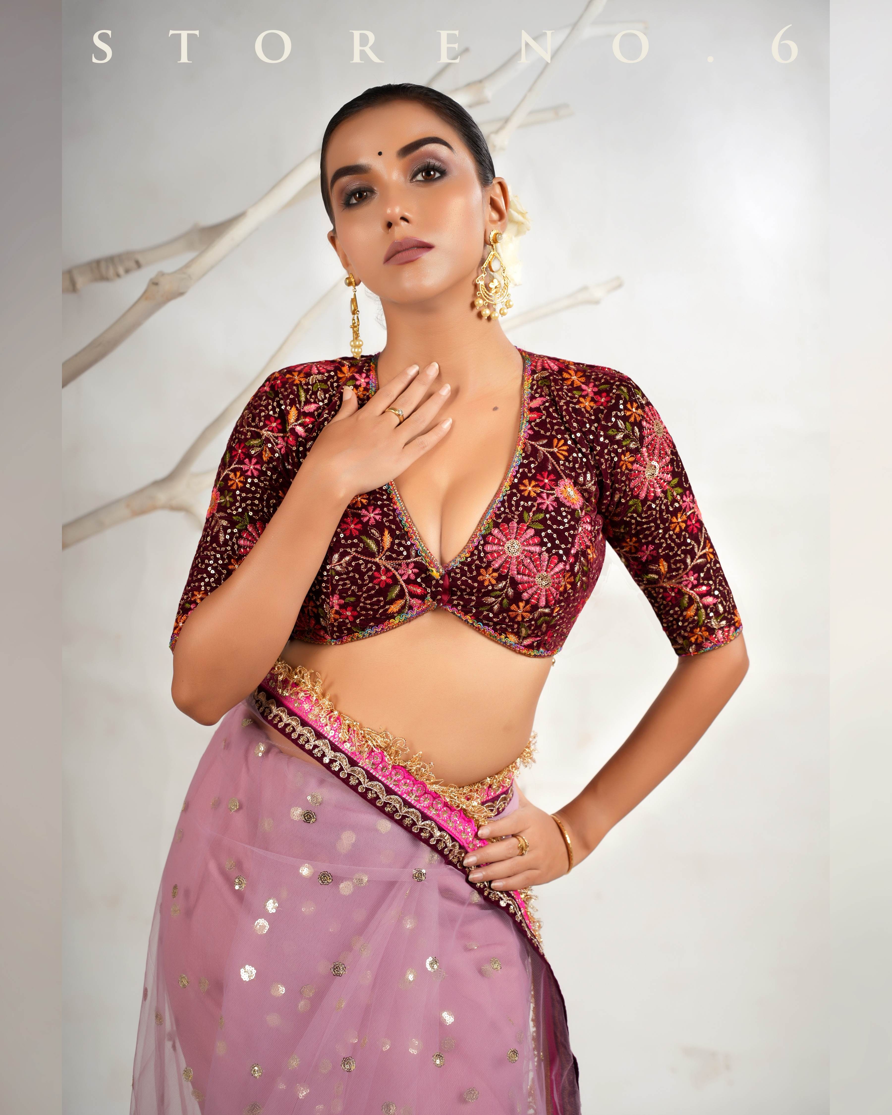 THE ROSY ROMANCE SAREE WITH THE JAM JEWEL BLOUSE