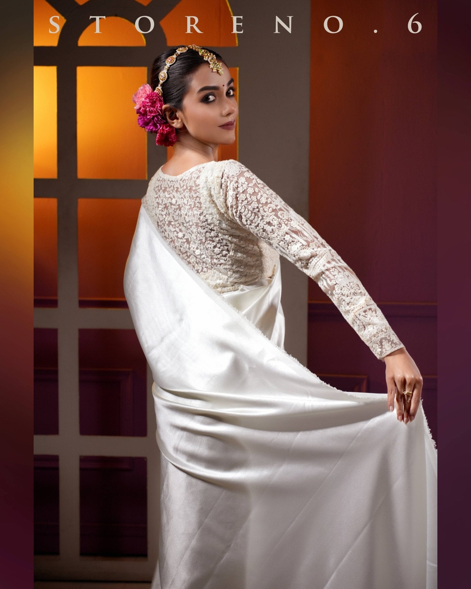 HYPNOTIC IVORY SAREE WITH CHAANDNI BLOUSE