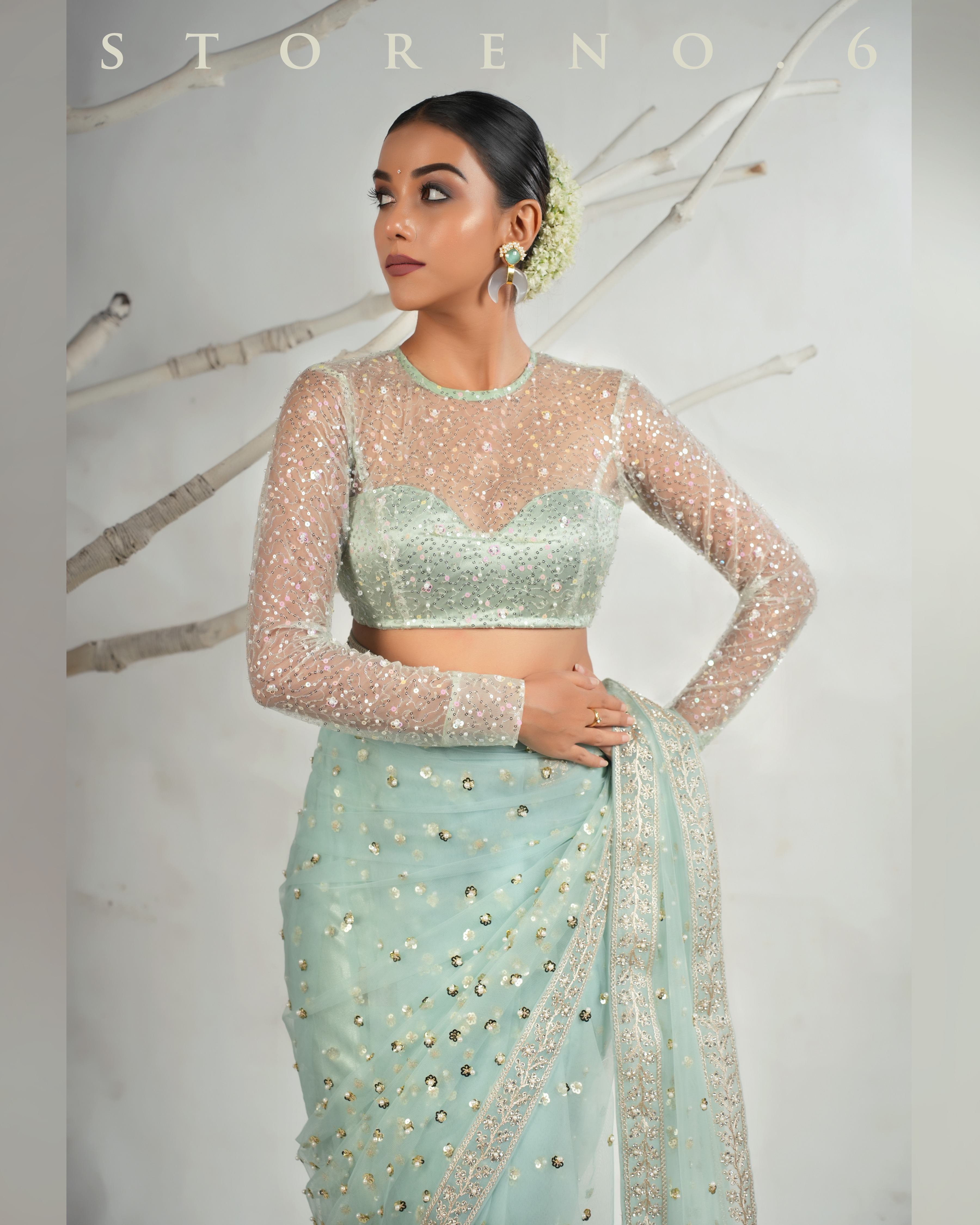 THE AQUA ANGEL SAREE WITH THE SASSY SHIMMER BLOUSE