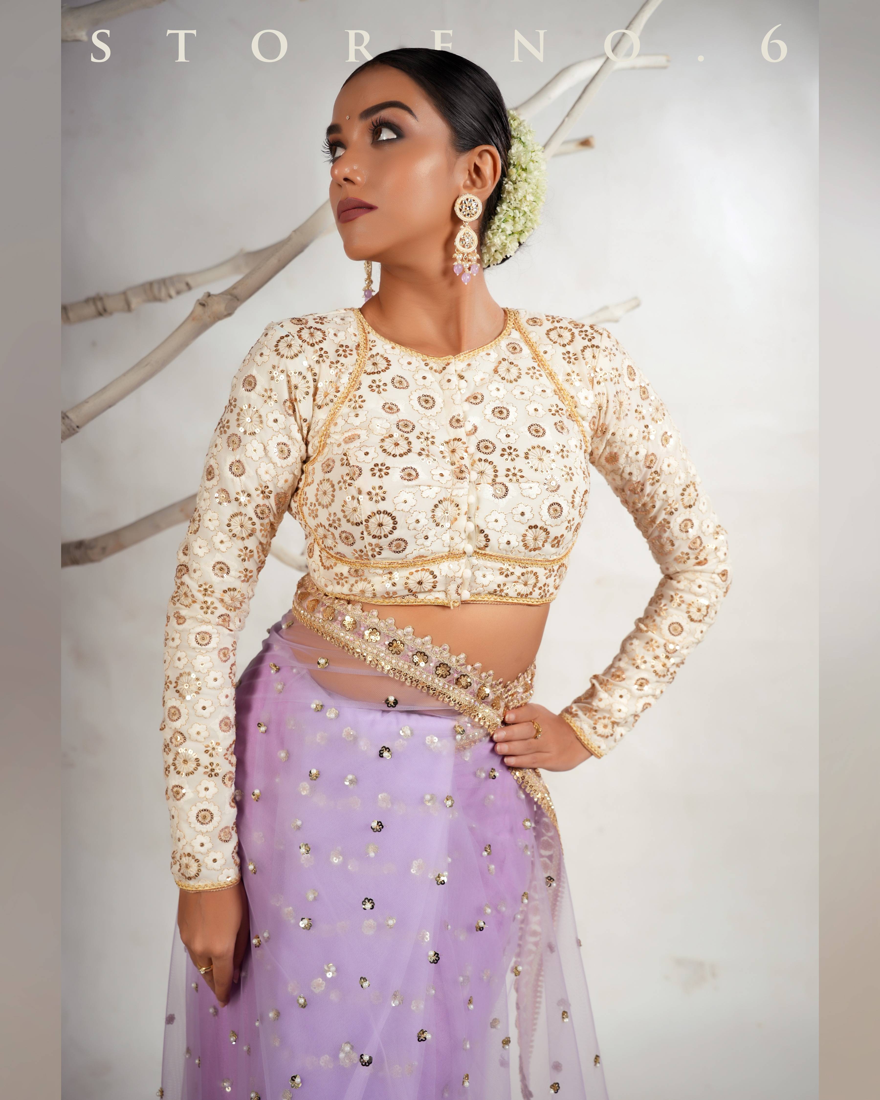 THE LILAC LUXURY SAREE WITH THE DAISY DESIRE BLOUSE