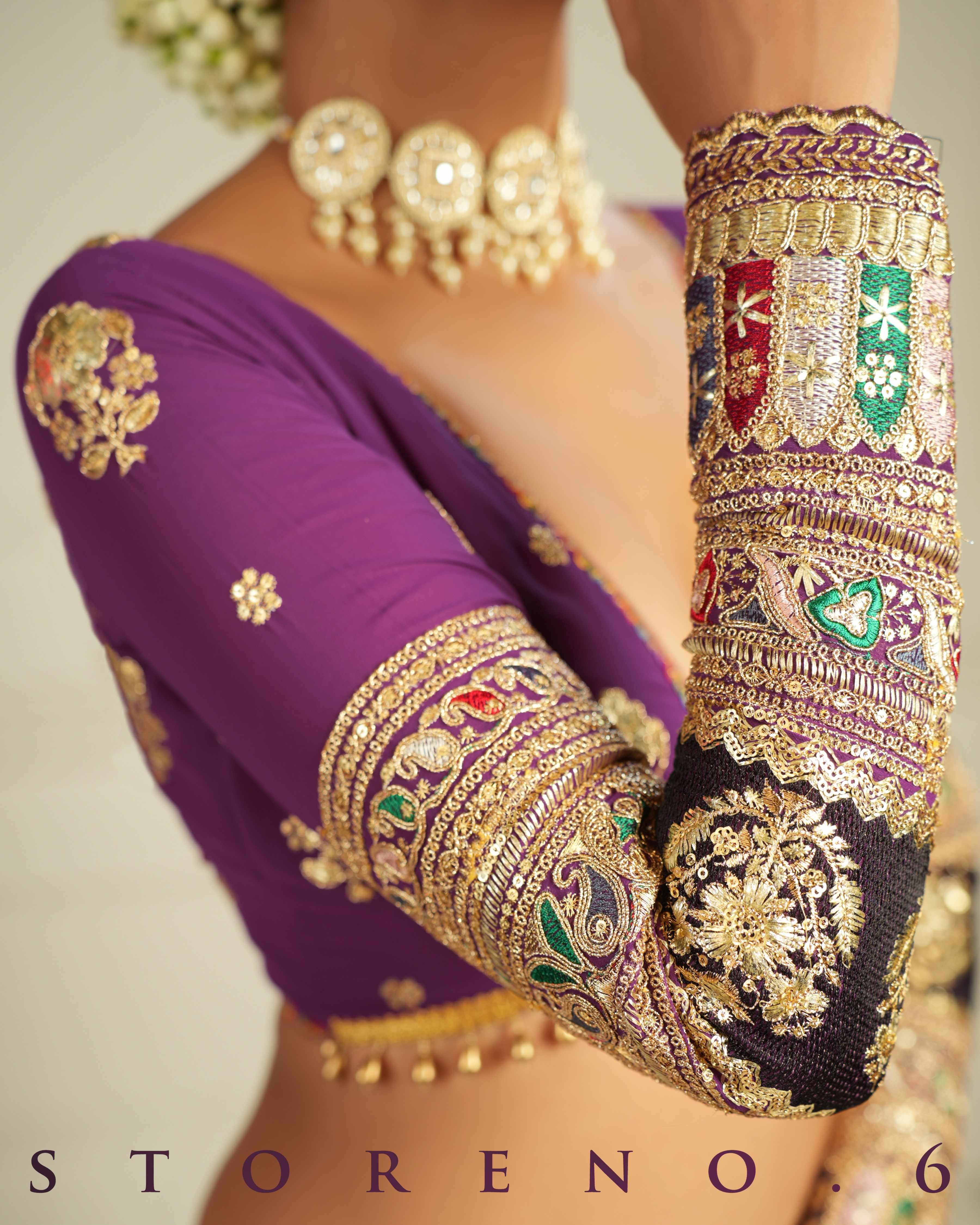 THE QUEEN'S PASSION PLUM SAREE WITH ORNATE ORCHID BLOUSE