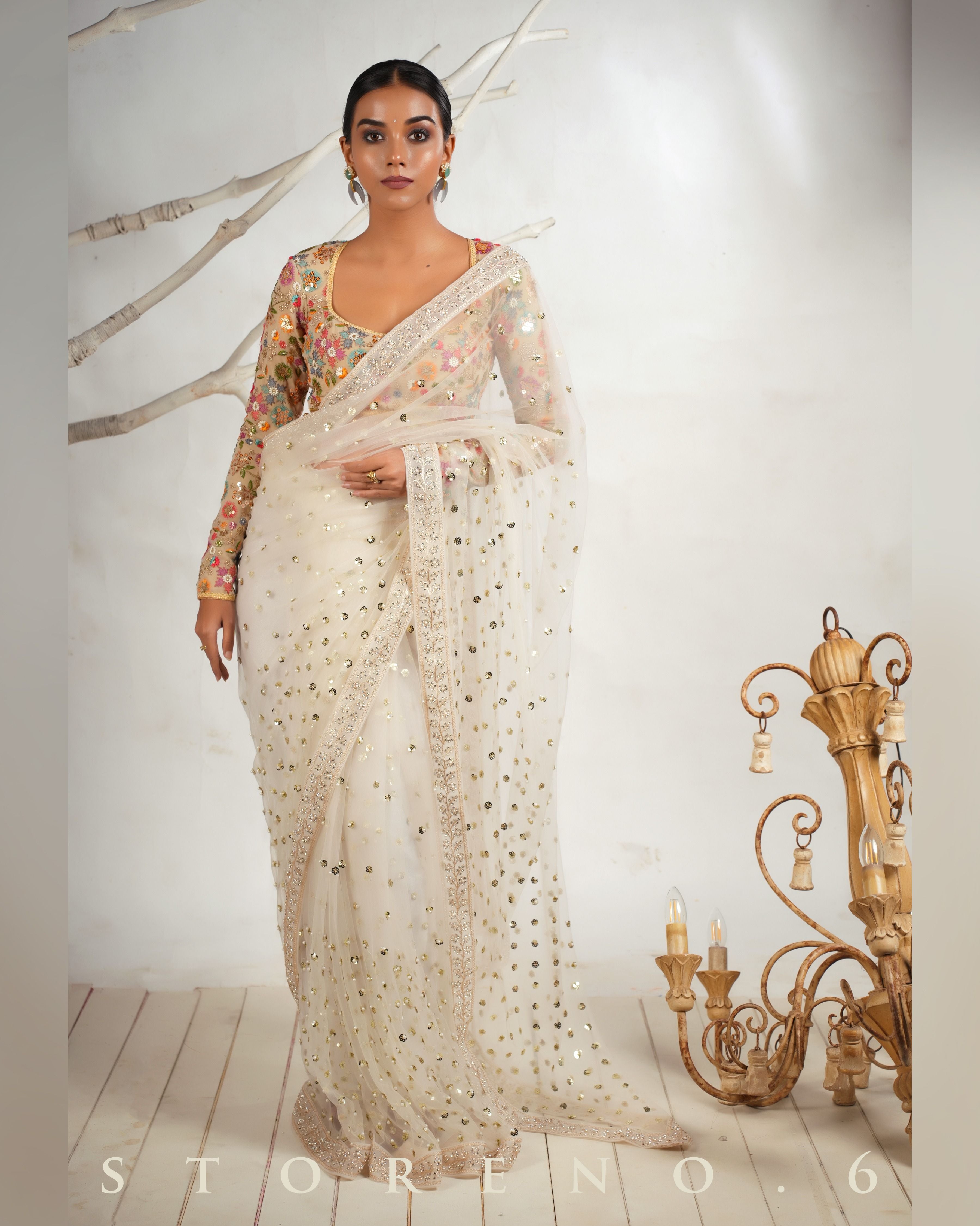 THE FROST FAME SAREE WITH THE DREAM DELIGHT BLOUSE