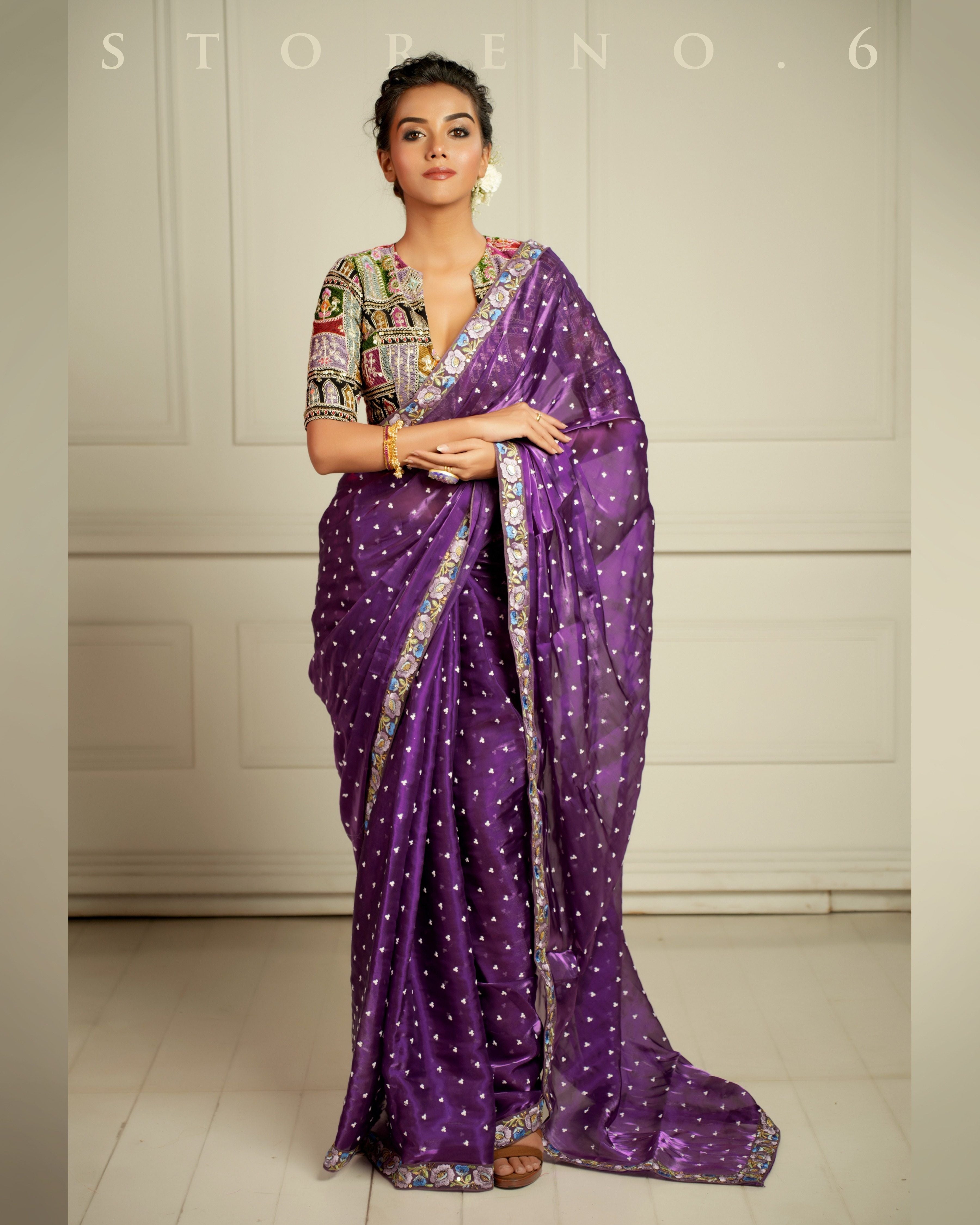 THE AMETHYST AFFAIR SAREE WITH THE DARK DELIGHT BLOUSE