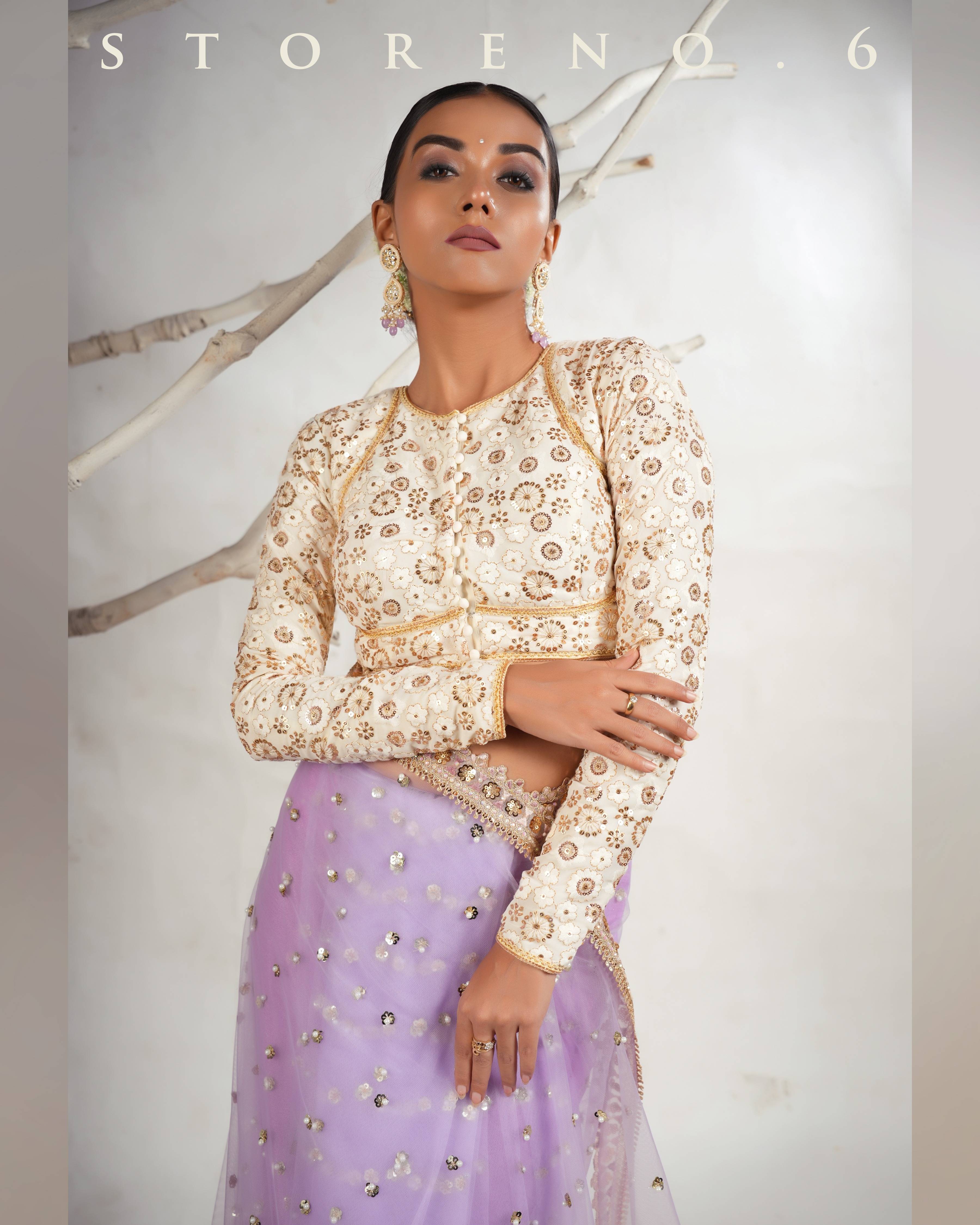 THE LILAC LUXURY SAREE WITH THE DAISY DESIRE BLOUSE