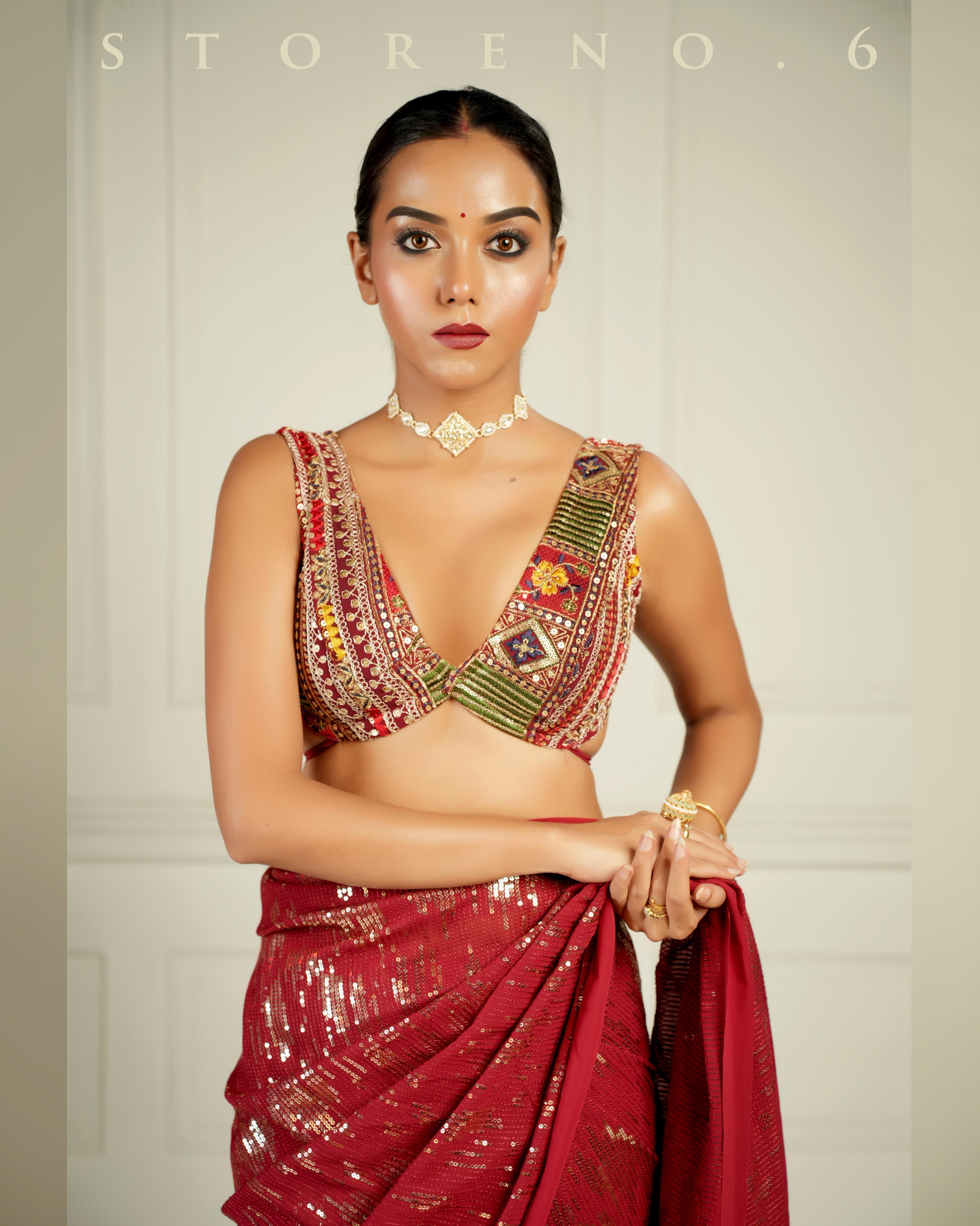 RUBY MARTINI COCKTAIL SAREE WITH SASS OF BERRY BLOUSE