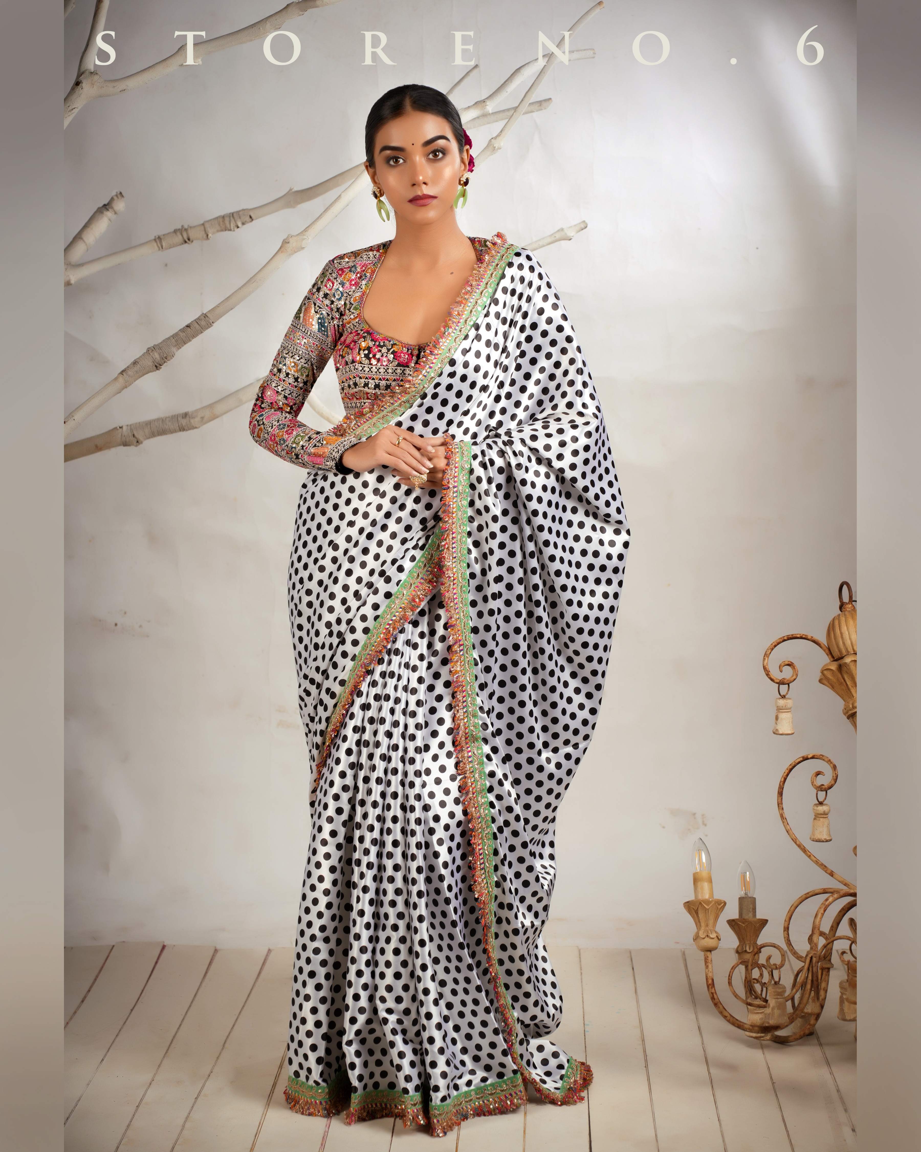 THE POLKA PASSION SAREE WITH GUL KAARI SIAH-X CLASSIC BLOUSE