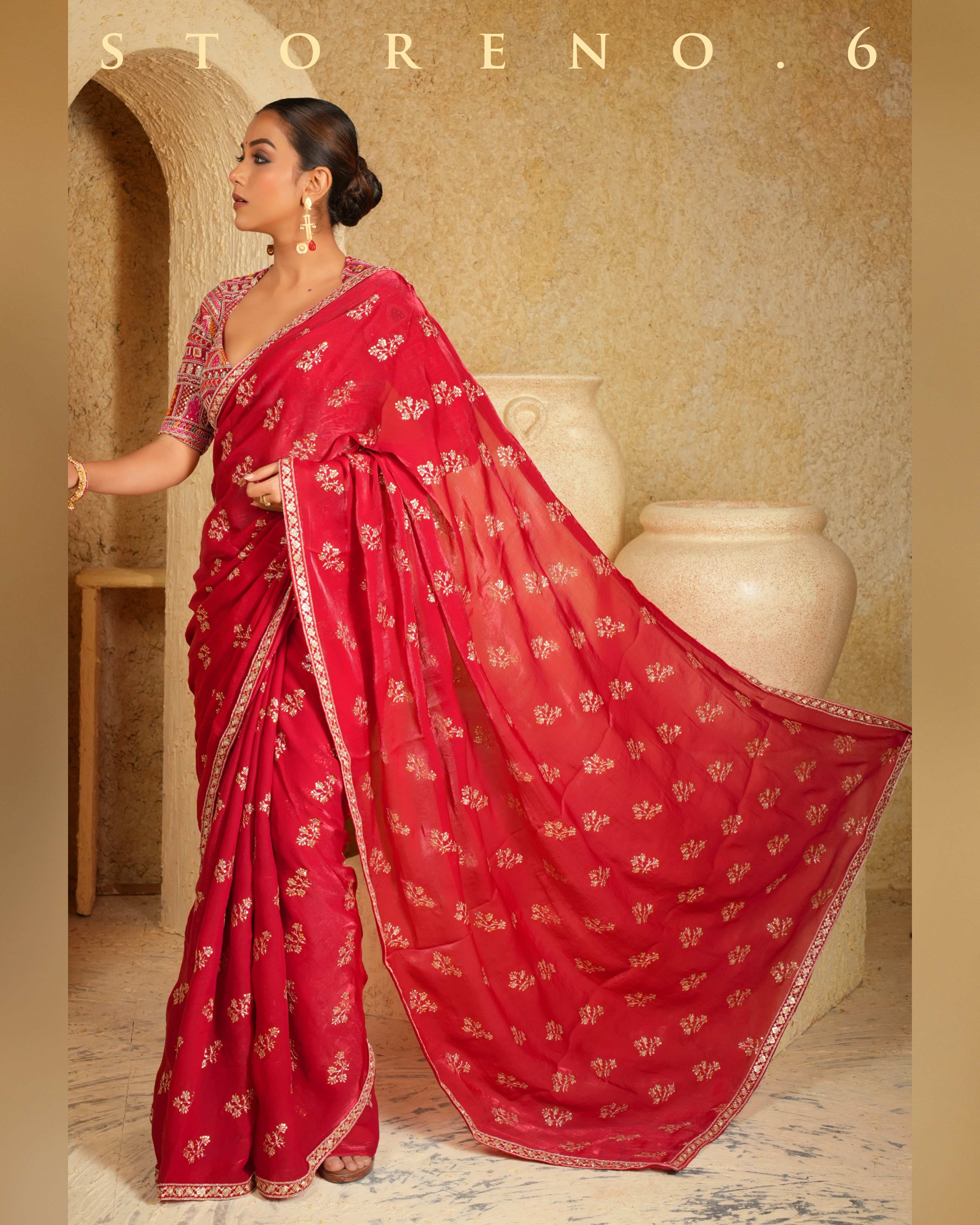 CHILLI CHARISMA SAREE WITH SANGRIA SENSATION CLASSIC BLOUSE