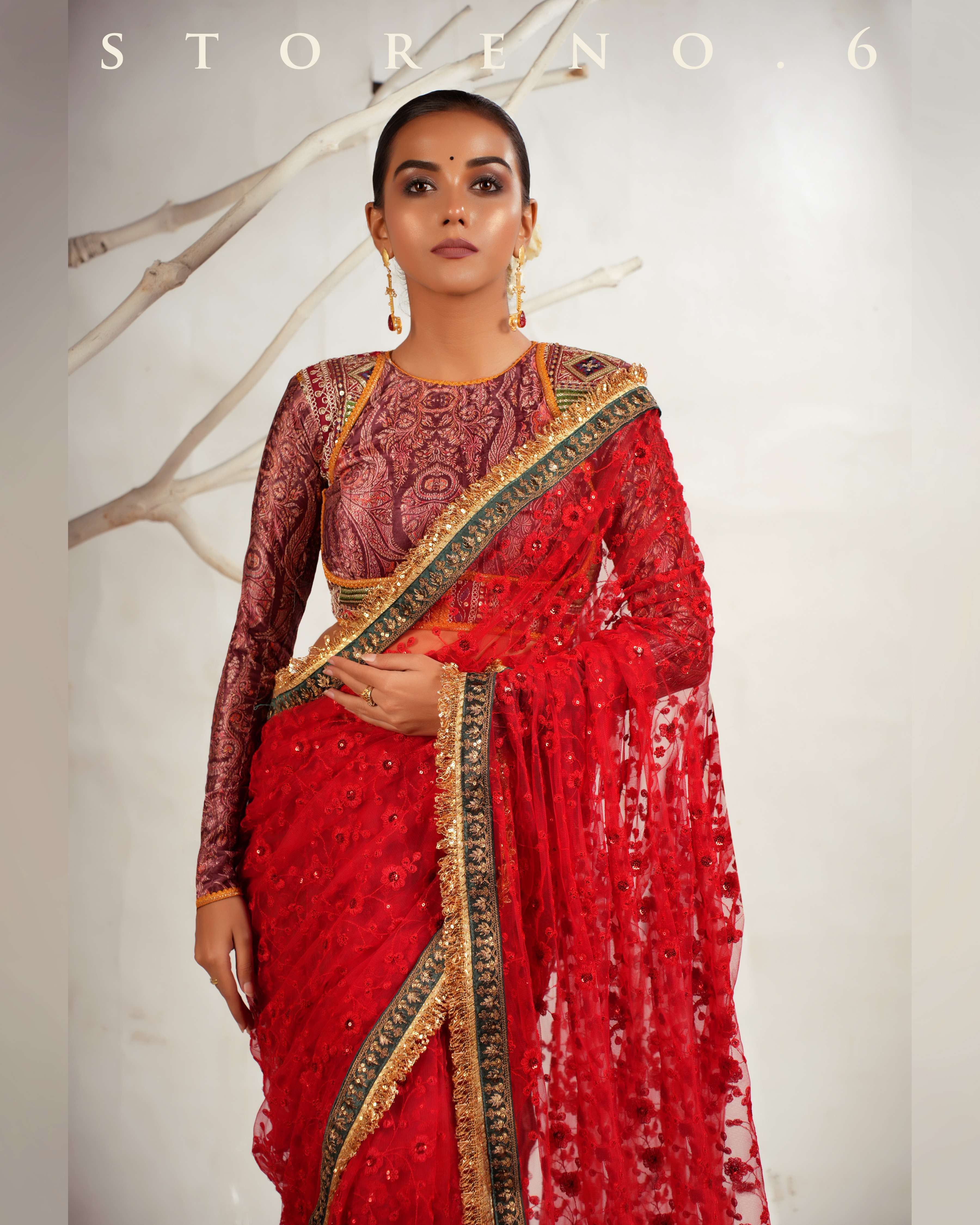 THE SCARLET SPRY SAREE WITH THE KOLKI LUXURY BLOUSE