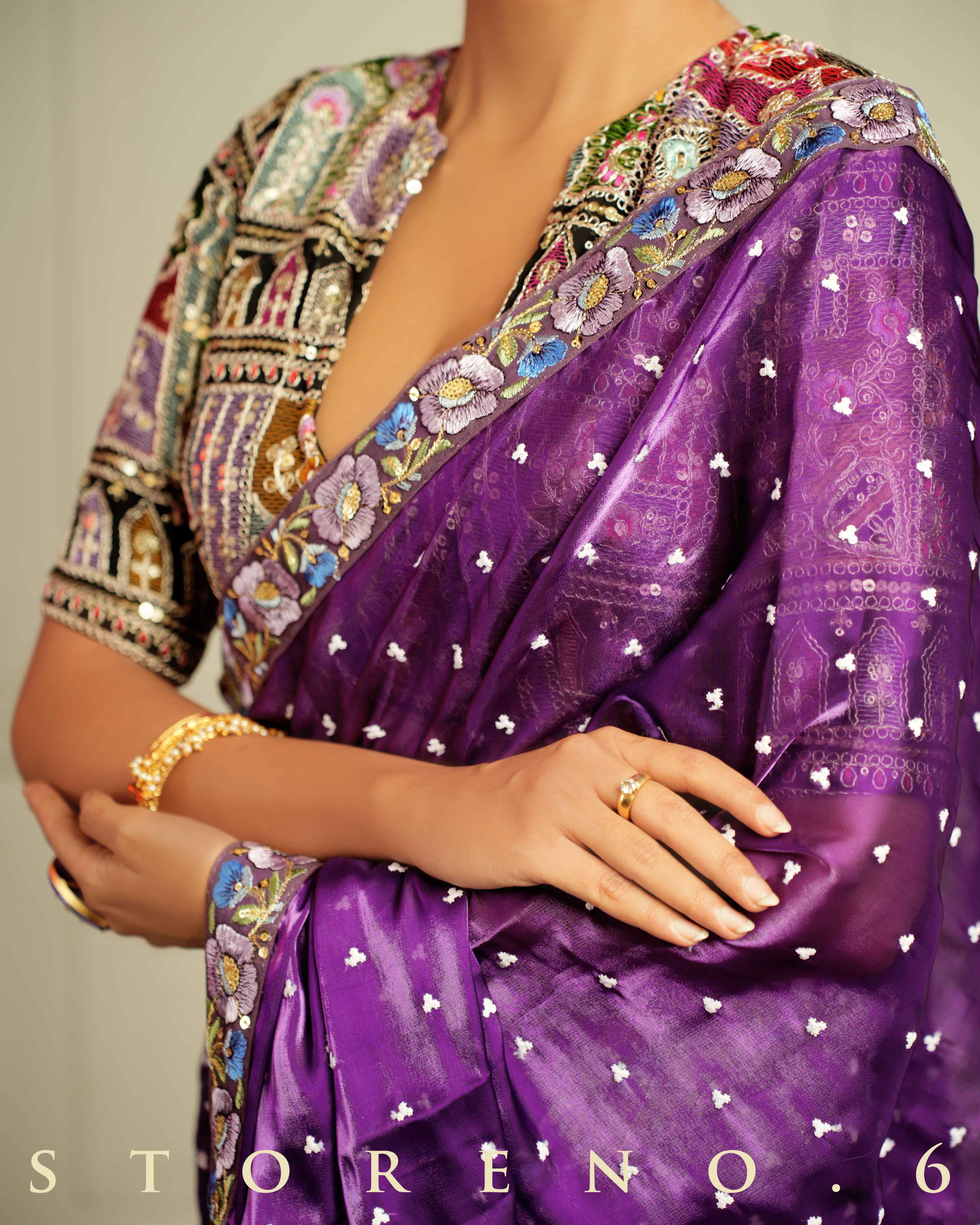 THE AMETHYST AFFAIR SAREE WITH THE DARK DELIGHT BLOUSE