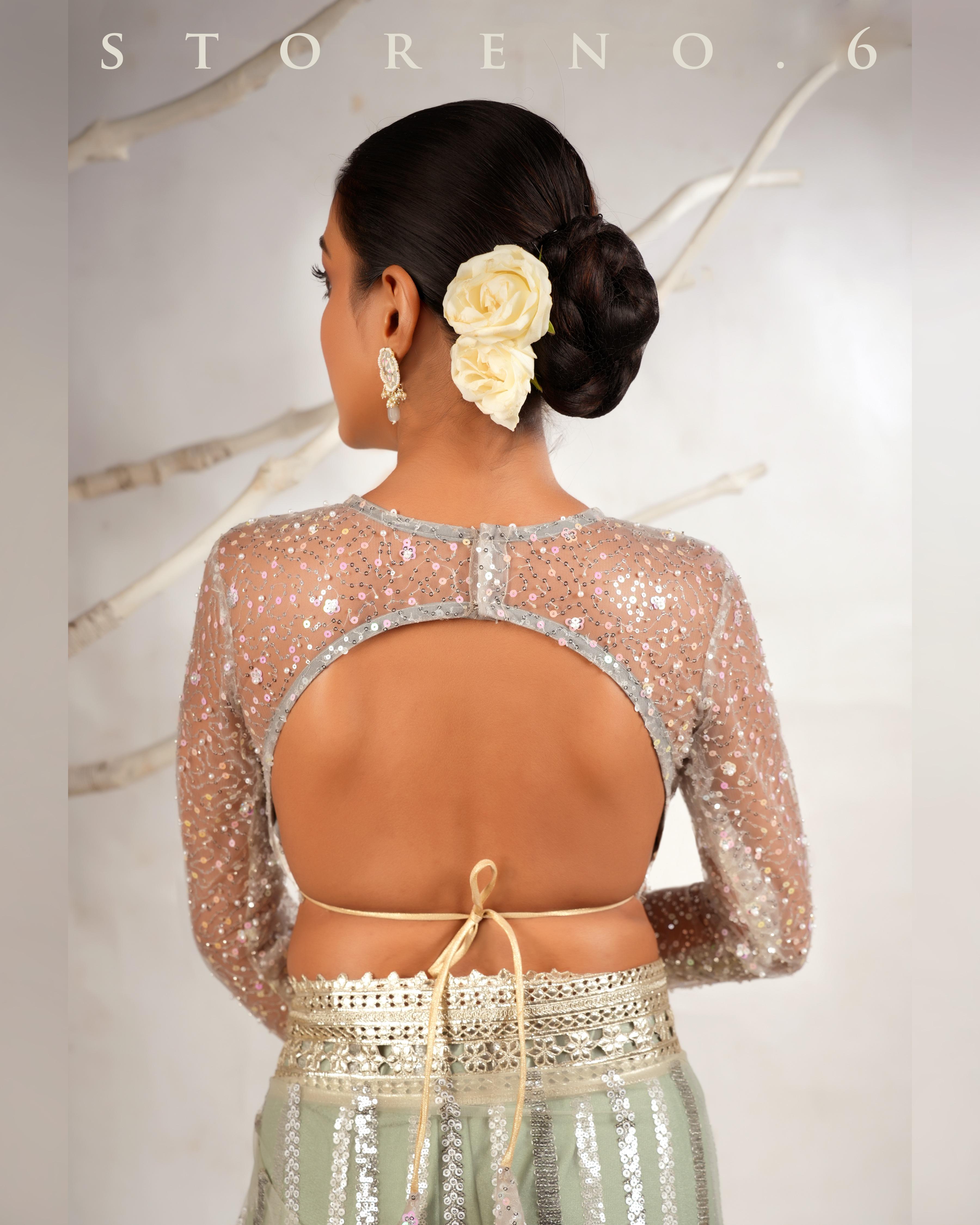 THE CLOUD CHIC SAREE WITH THE STARRY SHIMMER BLOUSE