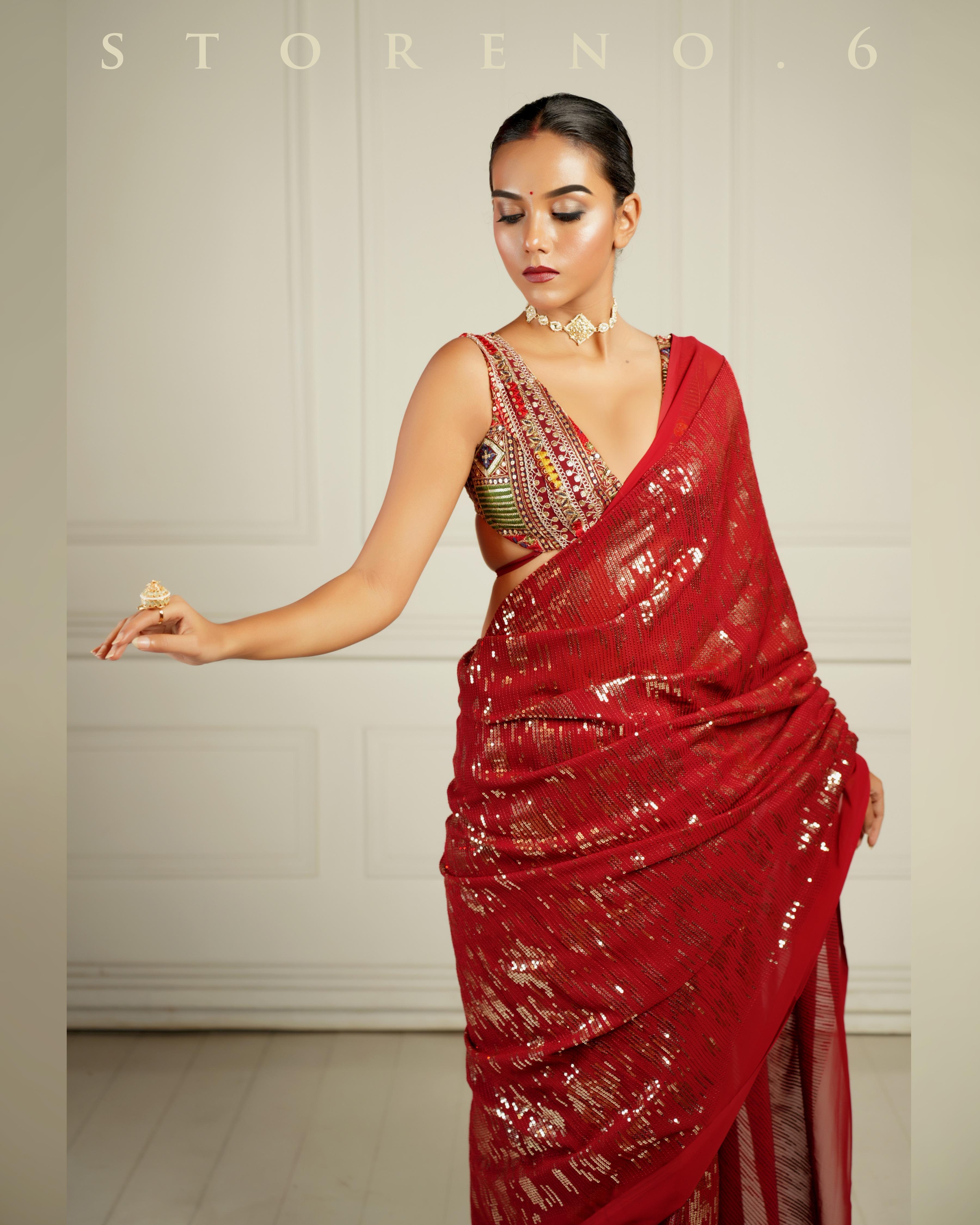 RUBY MARTINI COCKTAIL SAREE WITH SASS OF BERRY BLOUSE