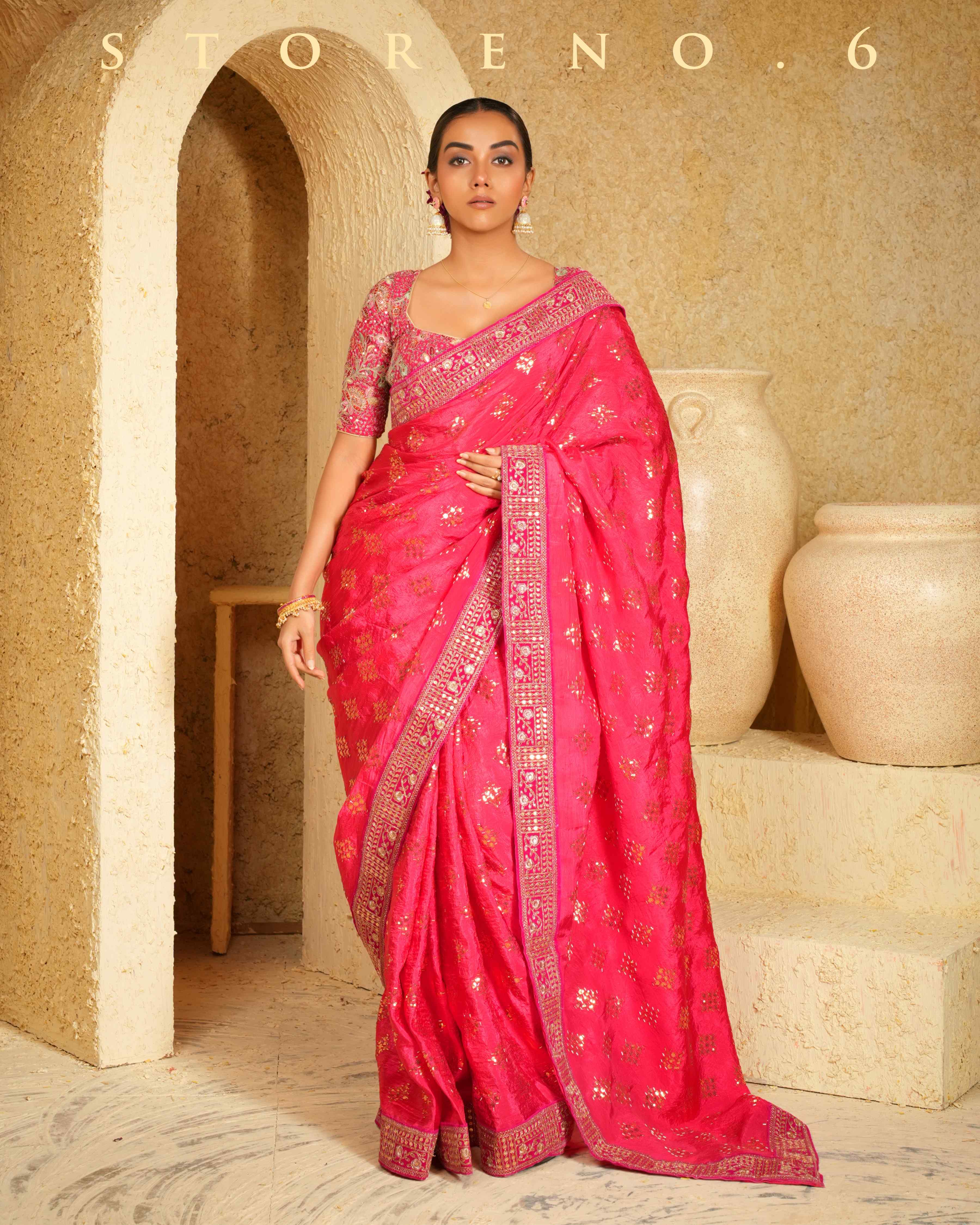 BERRY BEWITCH SAREE WITH FLORID FUCHSIA BLOUSE