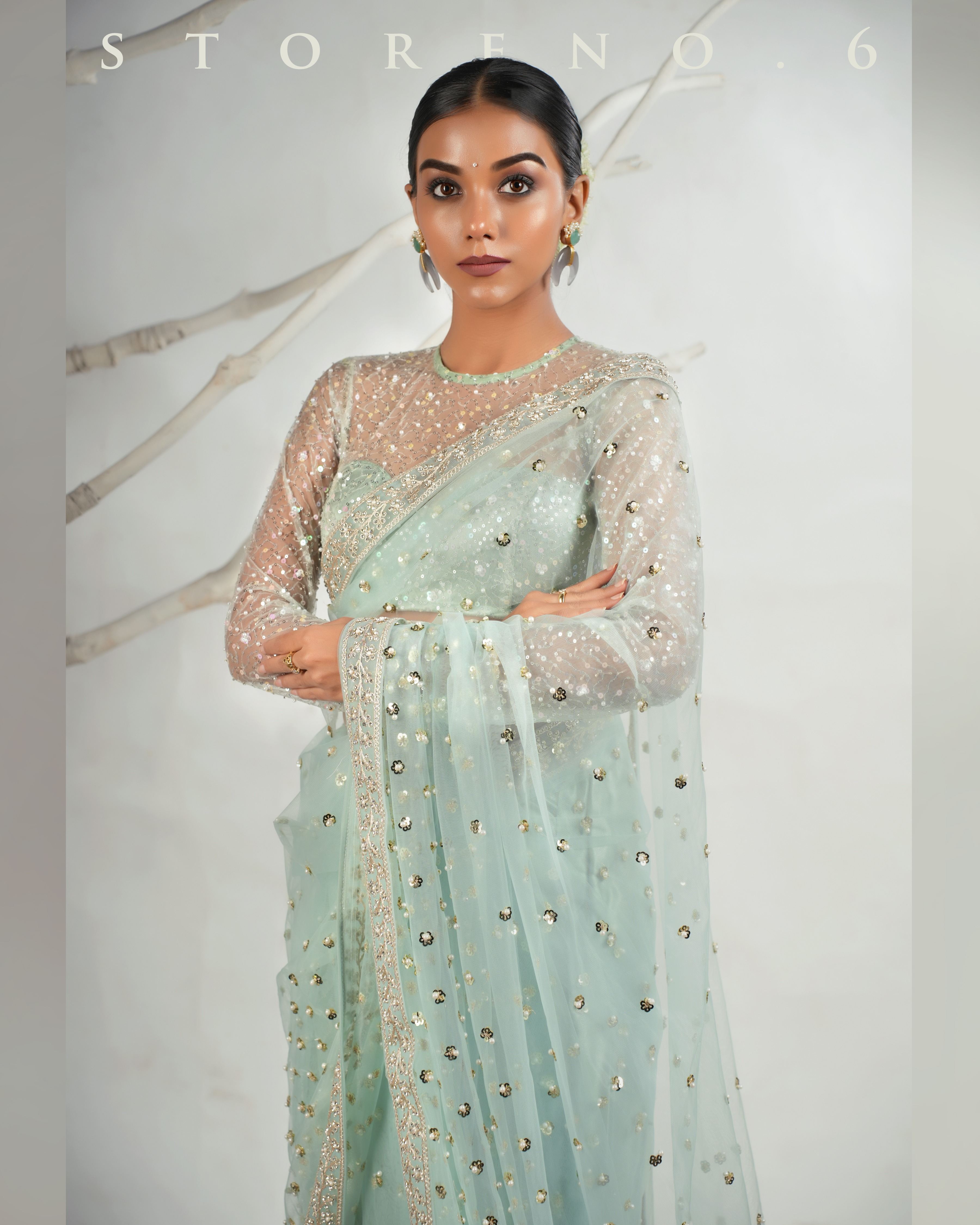 THE AQUA ANGEL SAREE WITH THE SASSY SHIMMER BLOUSE