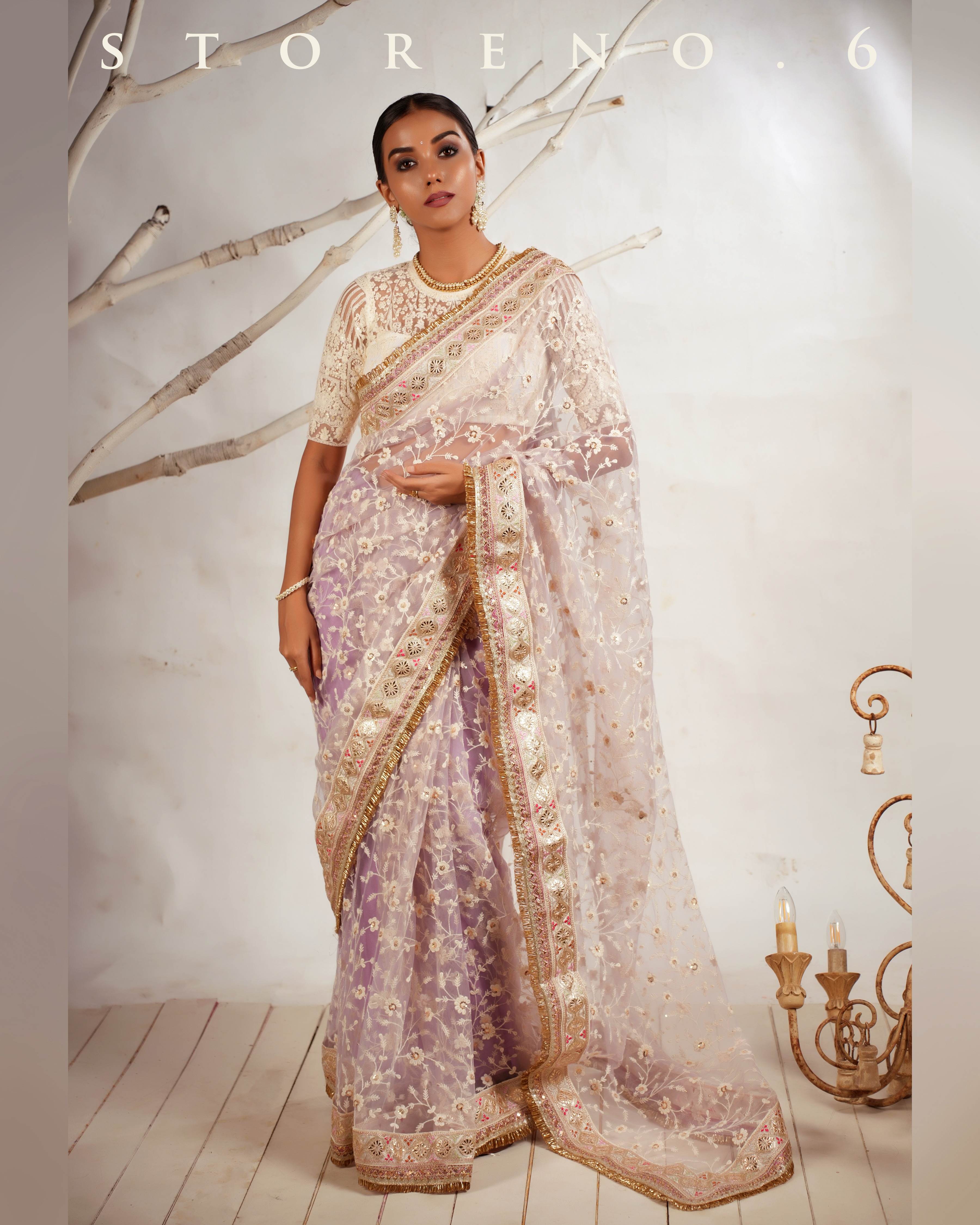 DAISY'S MUSICAL MAUVE SAREE WITH CHAANDNI CLASSIC BLOUSE