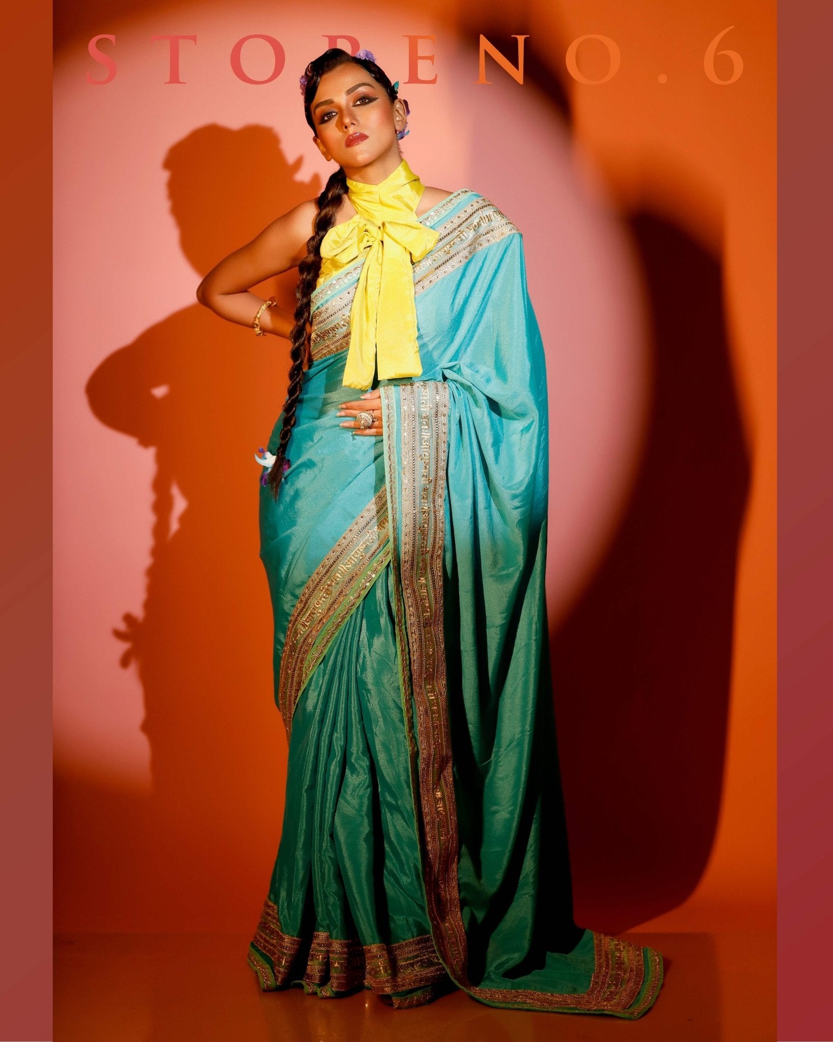 TWINKLING TURQUOISE READY-TO-WEAR SAREE