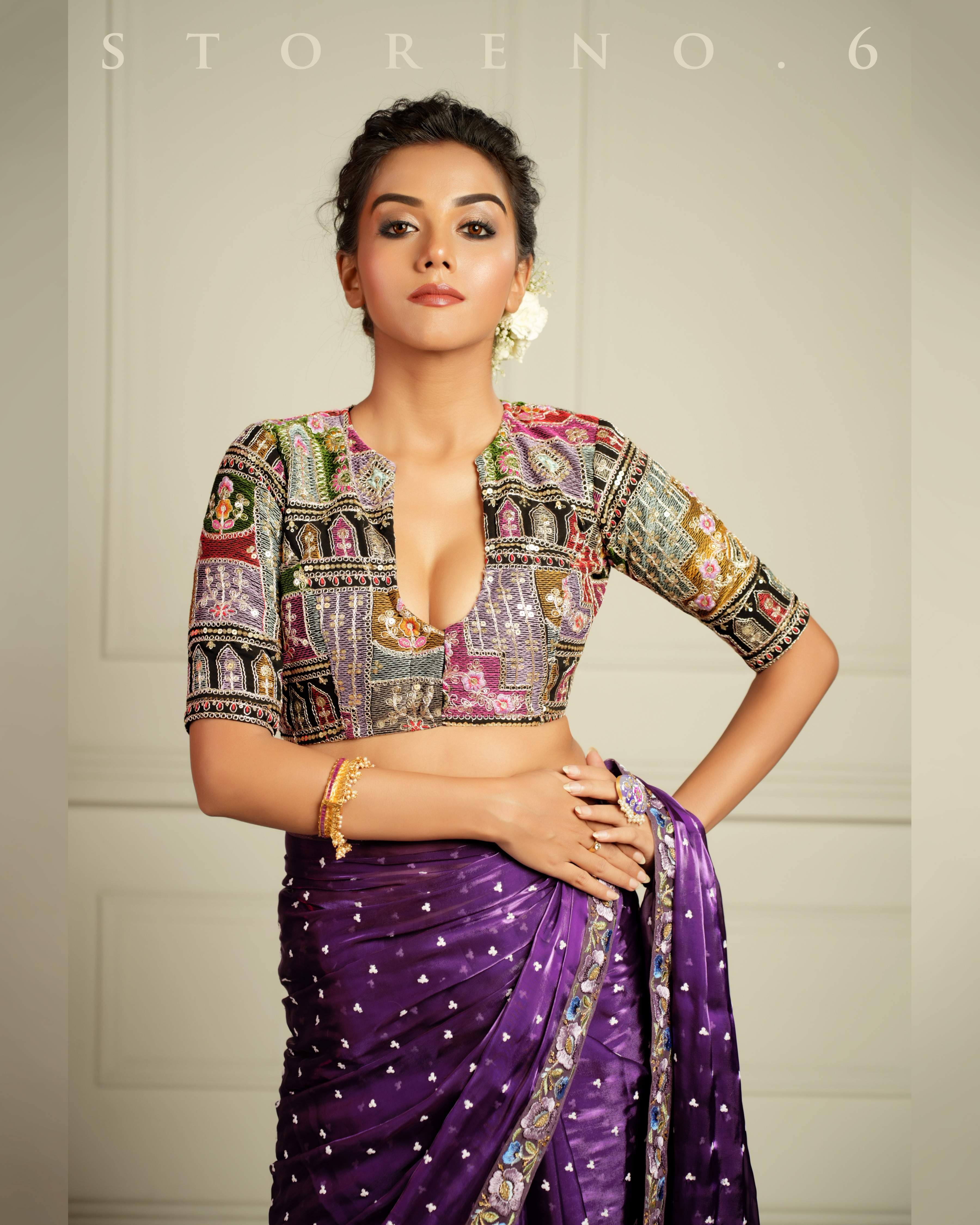 THE AMETHYST AFFAIR SAREE WITH THE DARK DELIGHT BLOUSE