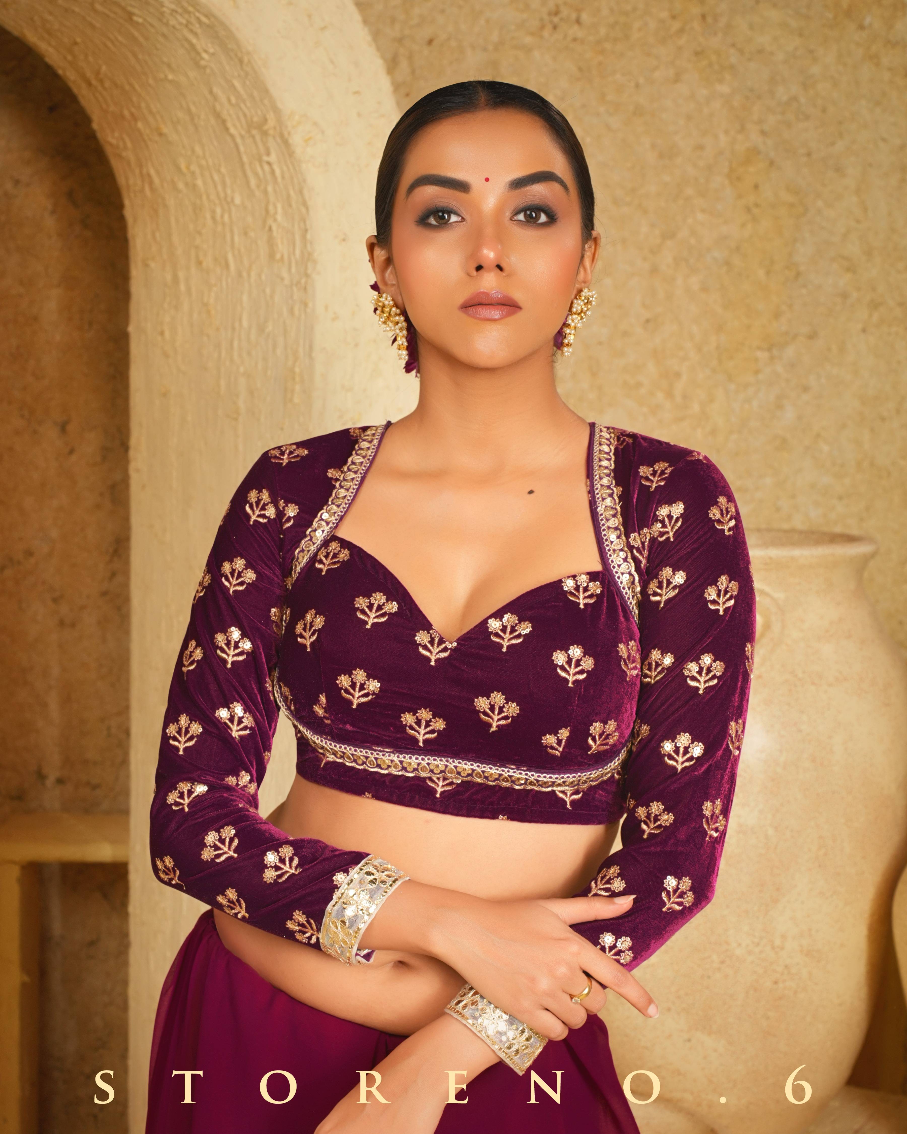 GARNET GLORY SAREE WITH WINE WHIMSY BLOUSE