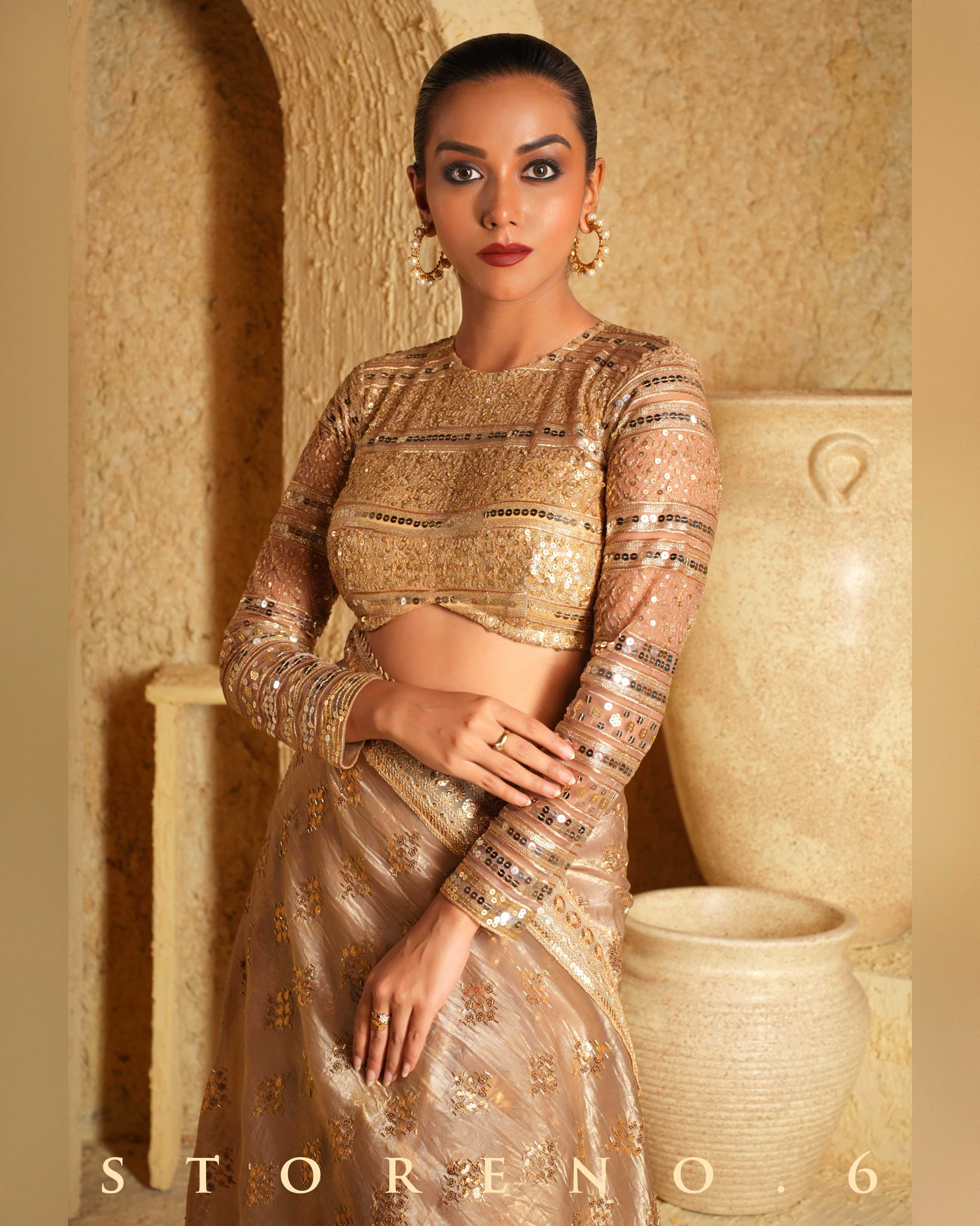 DESERT DELIGHT SAREE WITH GOLD GARNISH BLOUSE