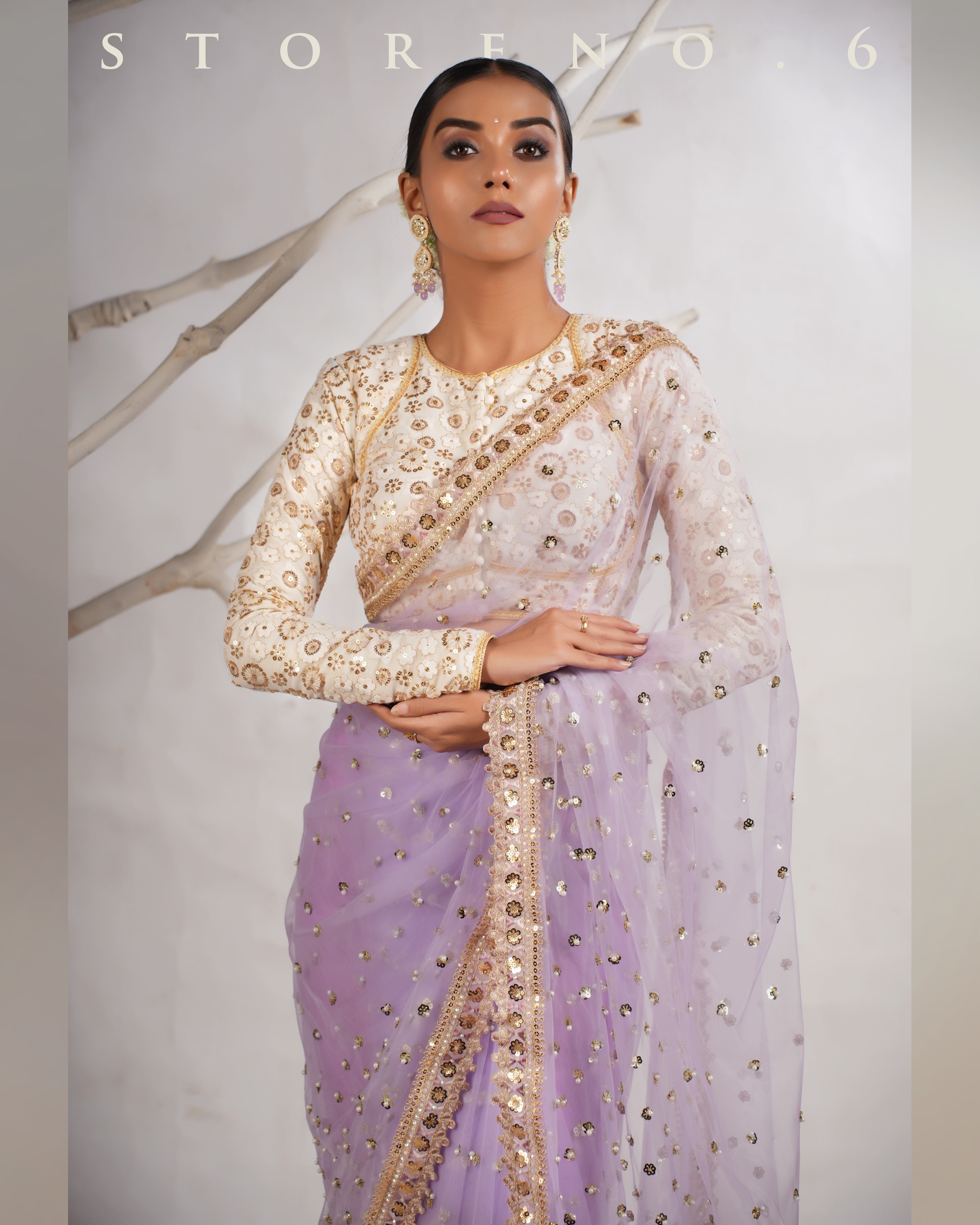 THE LILAC LUXURY SAREE WITH THE DAISY DESIRE BLOUSE