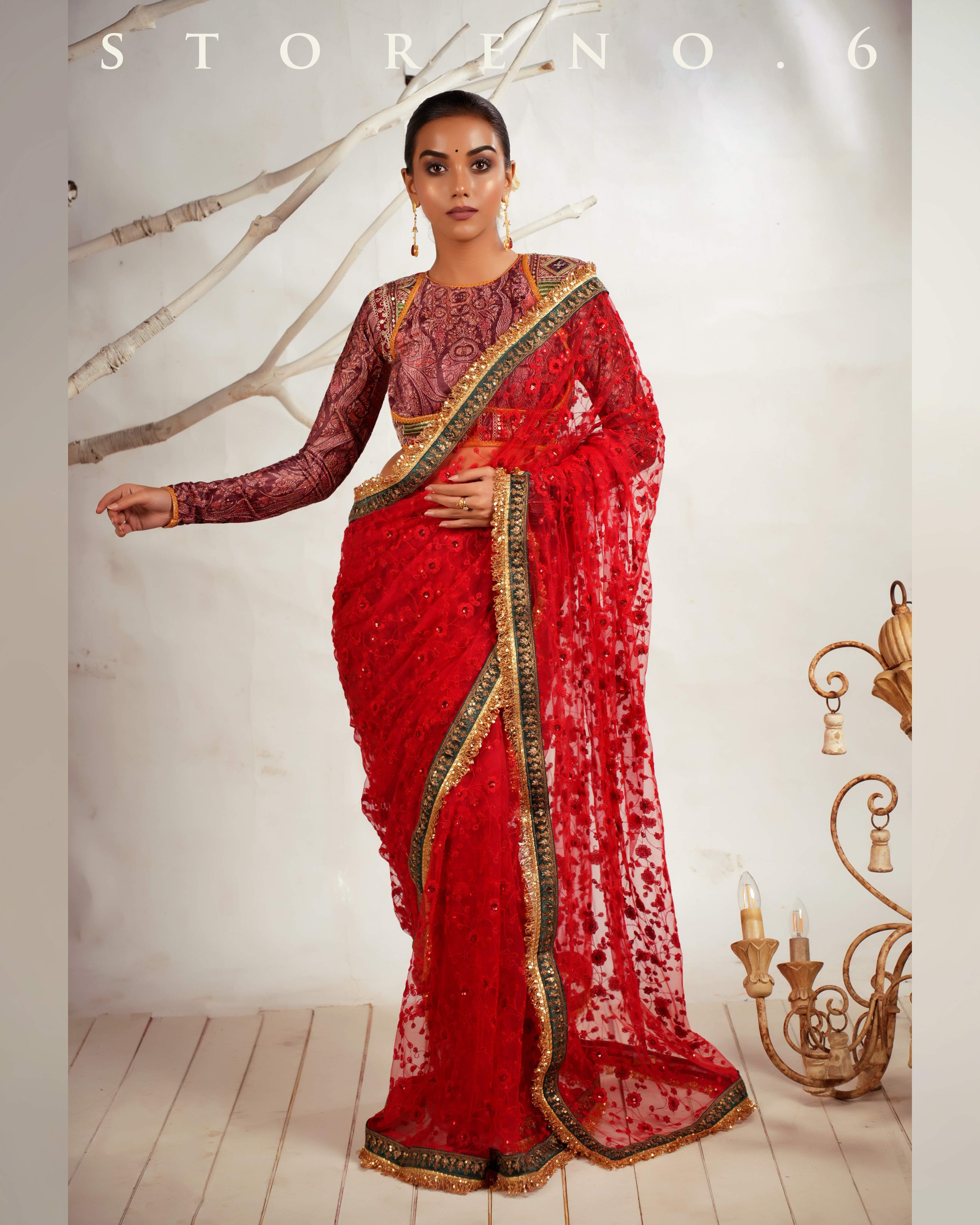 THE SCARLET SPRY SAREE WITH THE KOLKI LUXURY BLOUSE