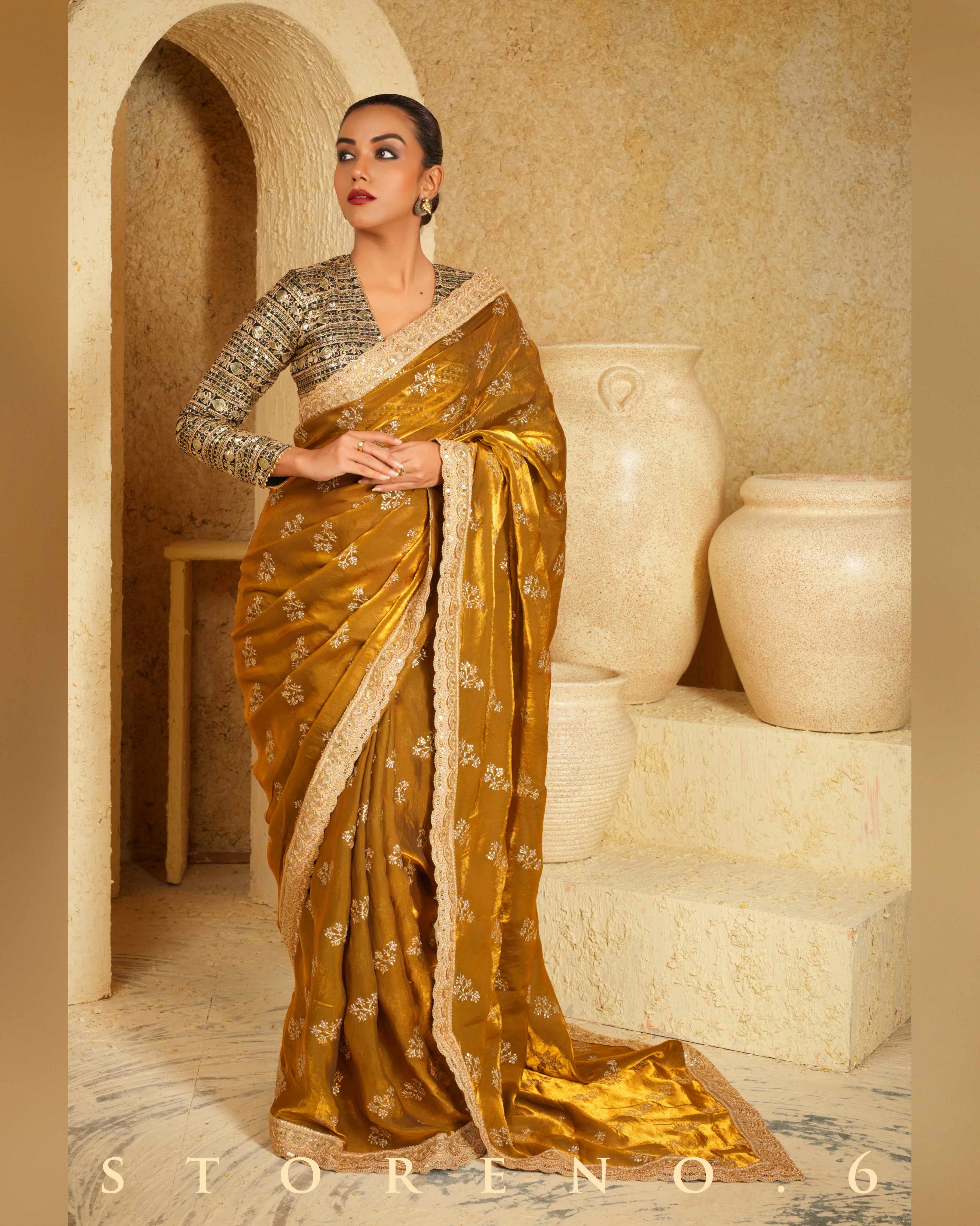 HONEY HARMONY SAREE WITH SHINING SHADOW BLOUSE