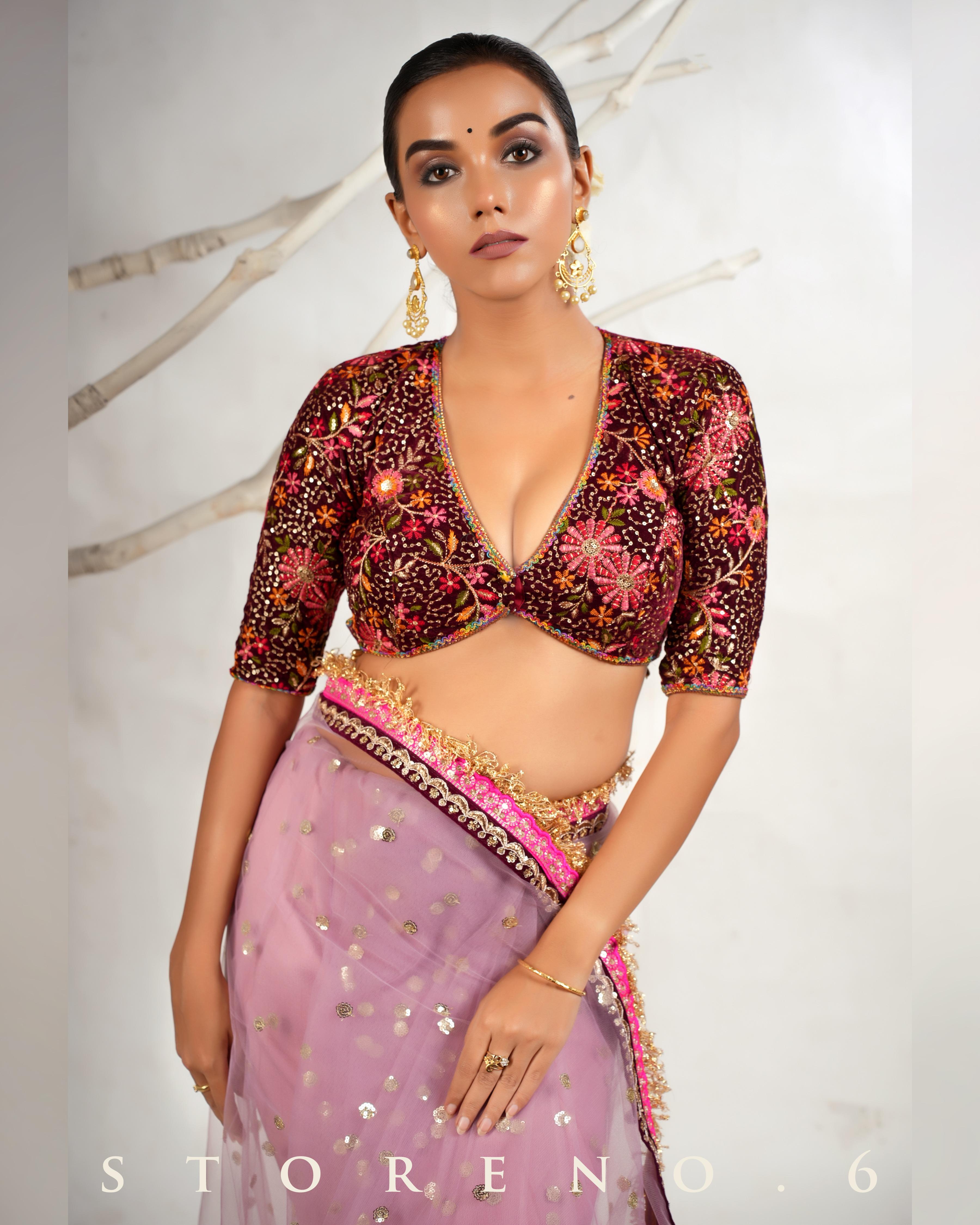 THE ROSY ROMANCE SAREE WITH THE JAM JEWEL BLOUSE