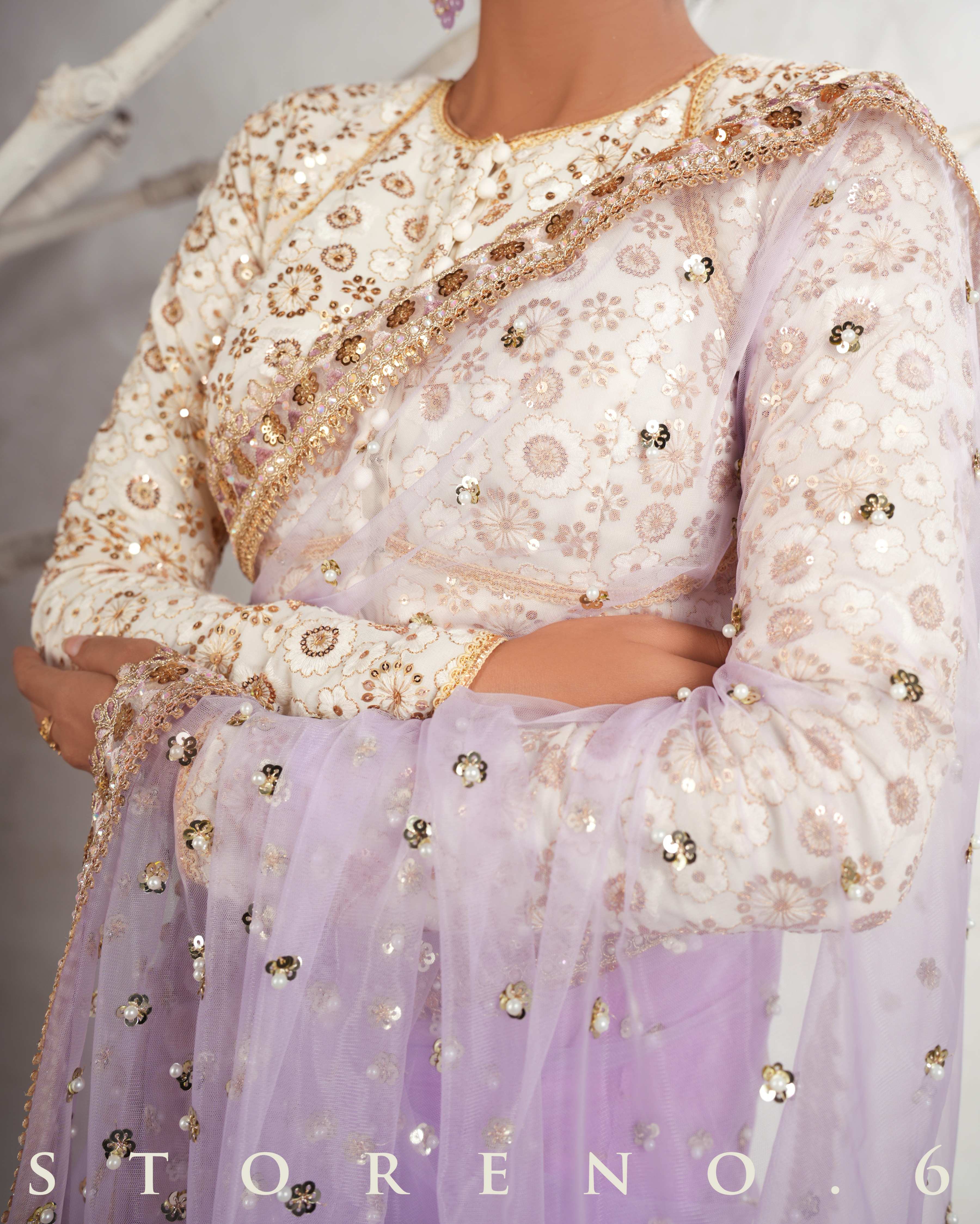 THE LILAC LUXURY SAREE WITH THE DAISY DESIRE BLOUSE