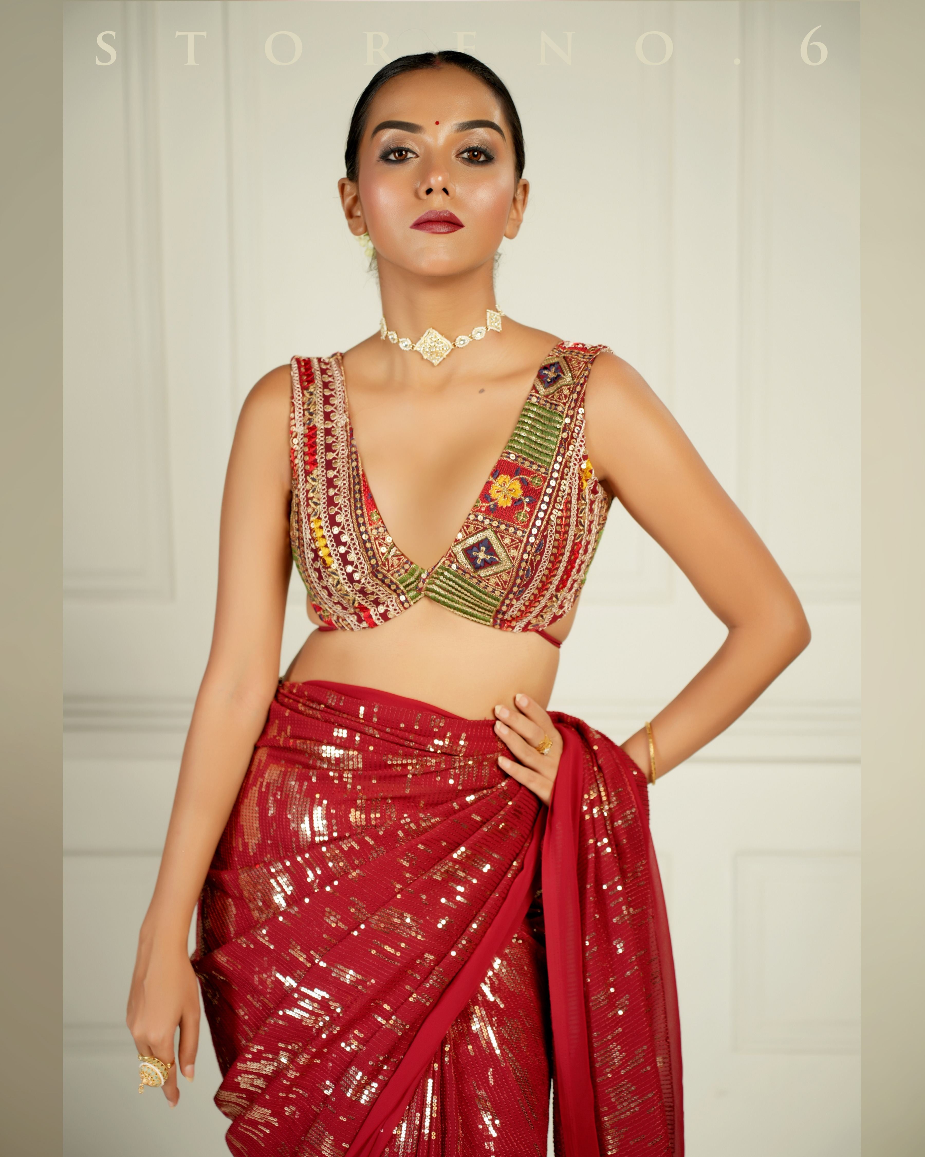 RUBY MARTINI COCKTAIL SAREE WITH SASS OF BERRY BLOUSE