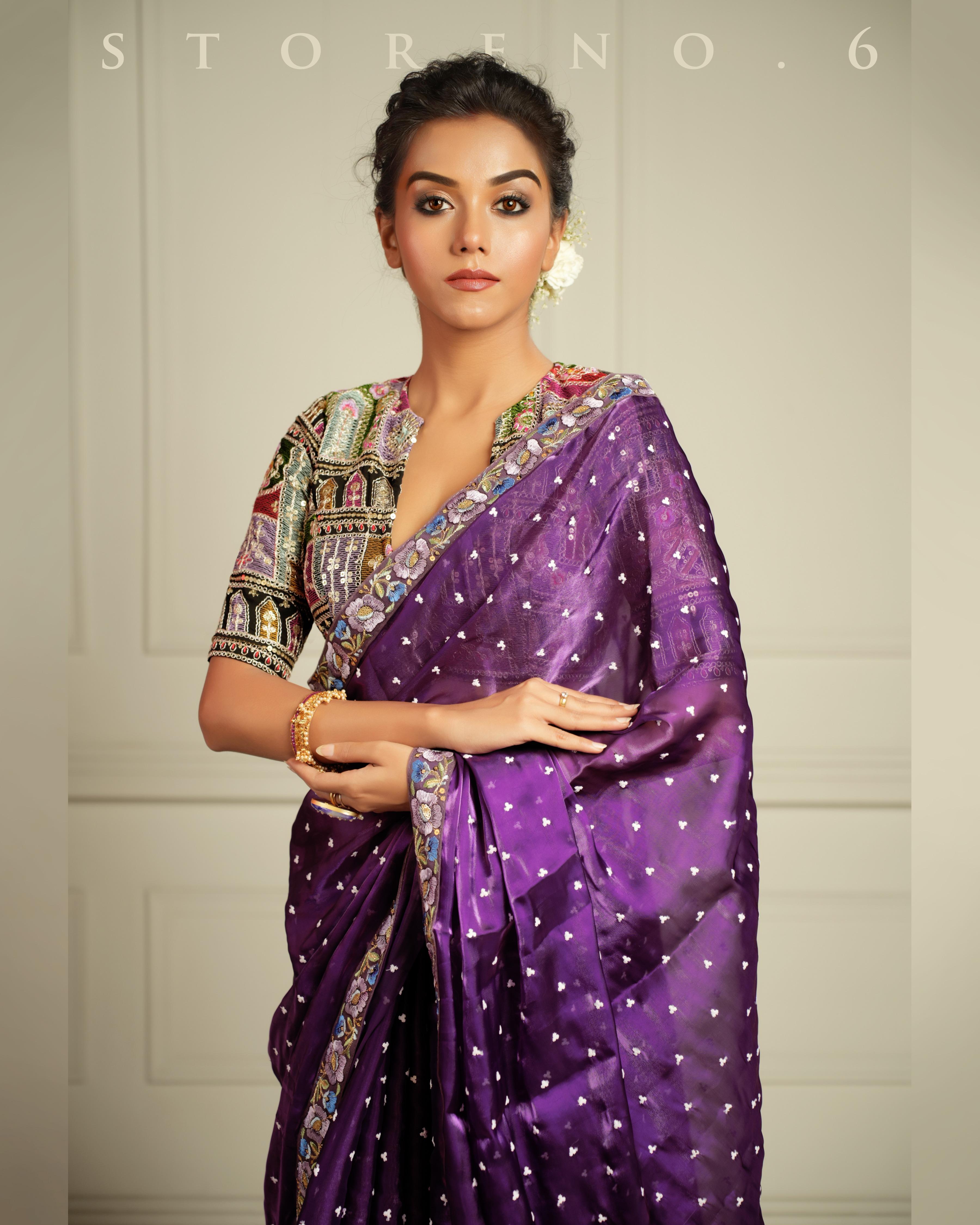 THE AMETHYST AFFAIR SAREE WITH THE DARK DELIGHT BLOUSE