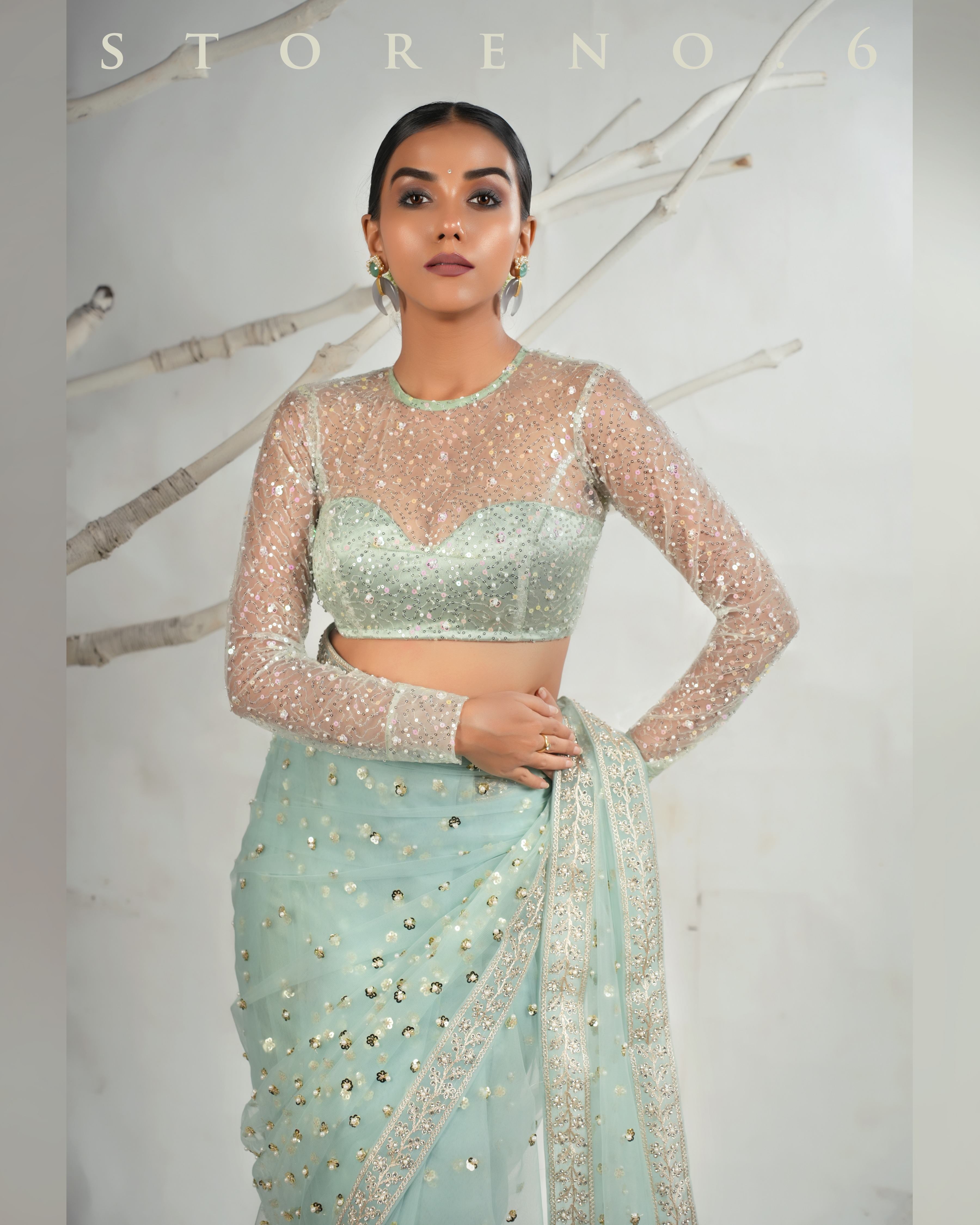 THE AQUA ANGEL SAREE WITH THE SASSY SHIMMER BLOUSE