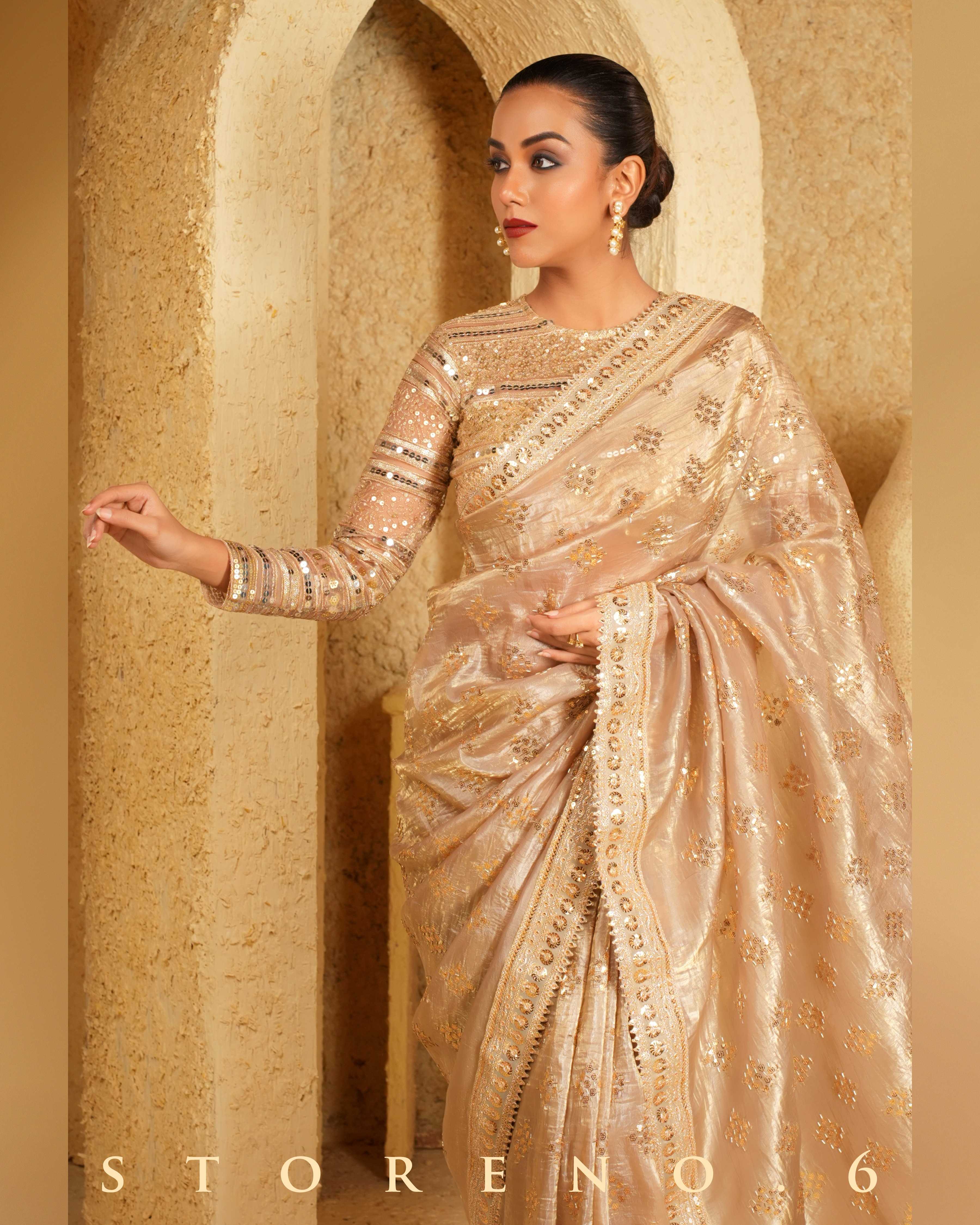 DESERT DELIGHT SAREE WITH GOLD GARNISH BLOUSE