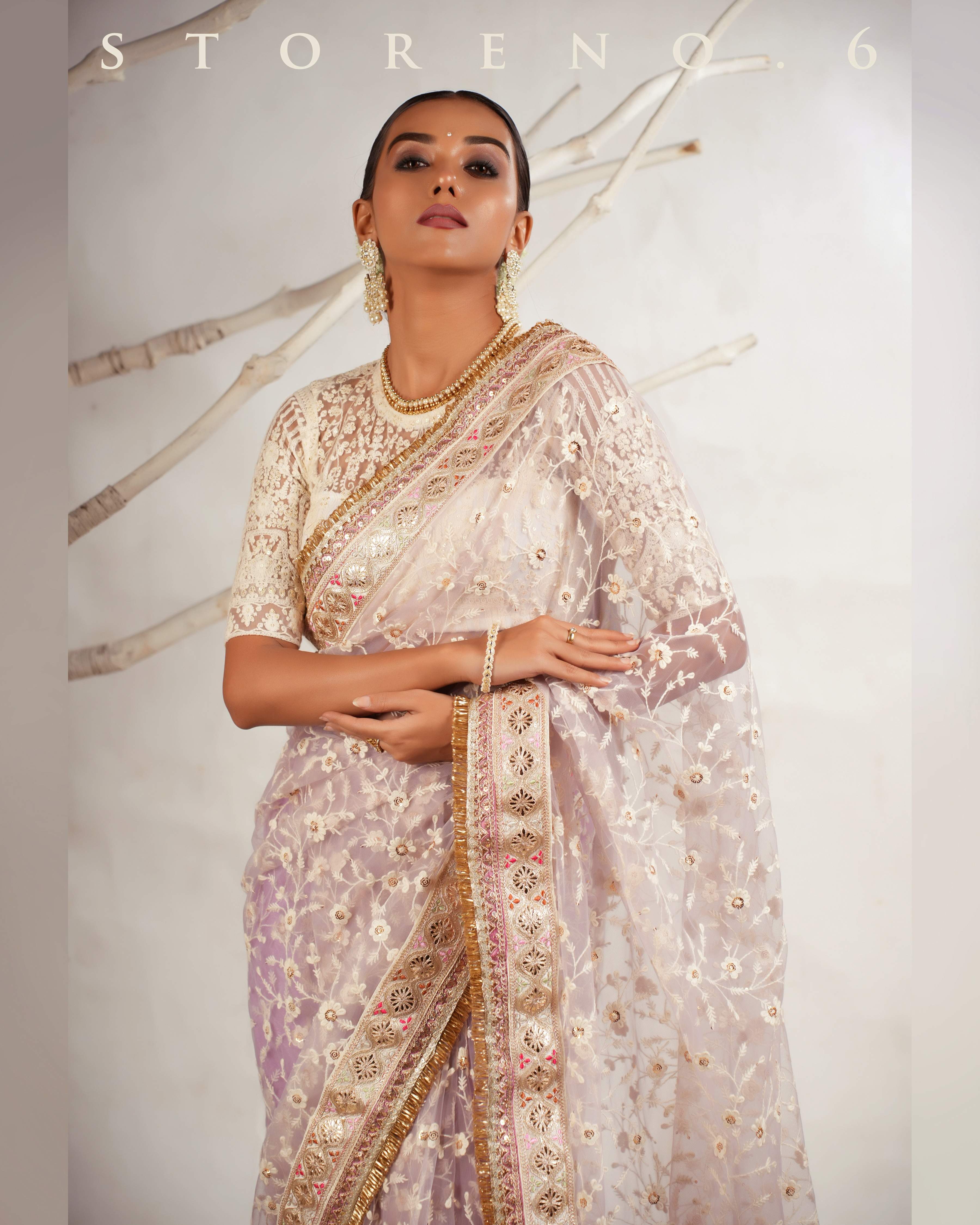 DAISY'S MUSICAL MAUVE SAREE WITH CHAANDNI CLASSIC BLOUSE