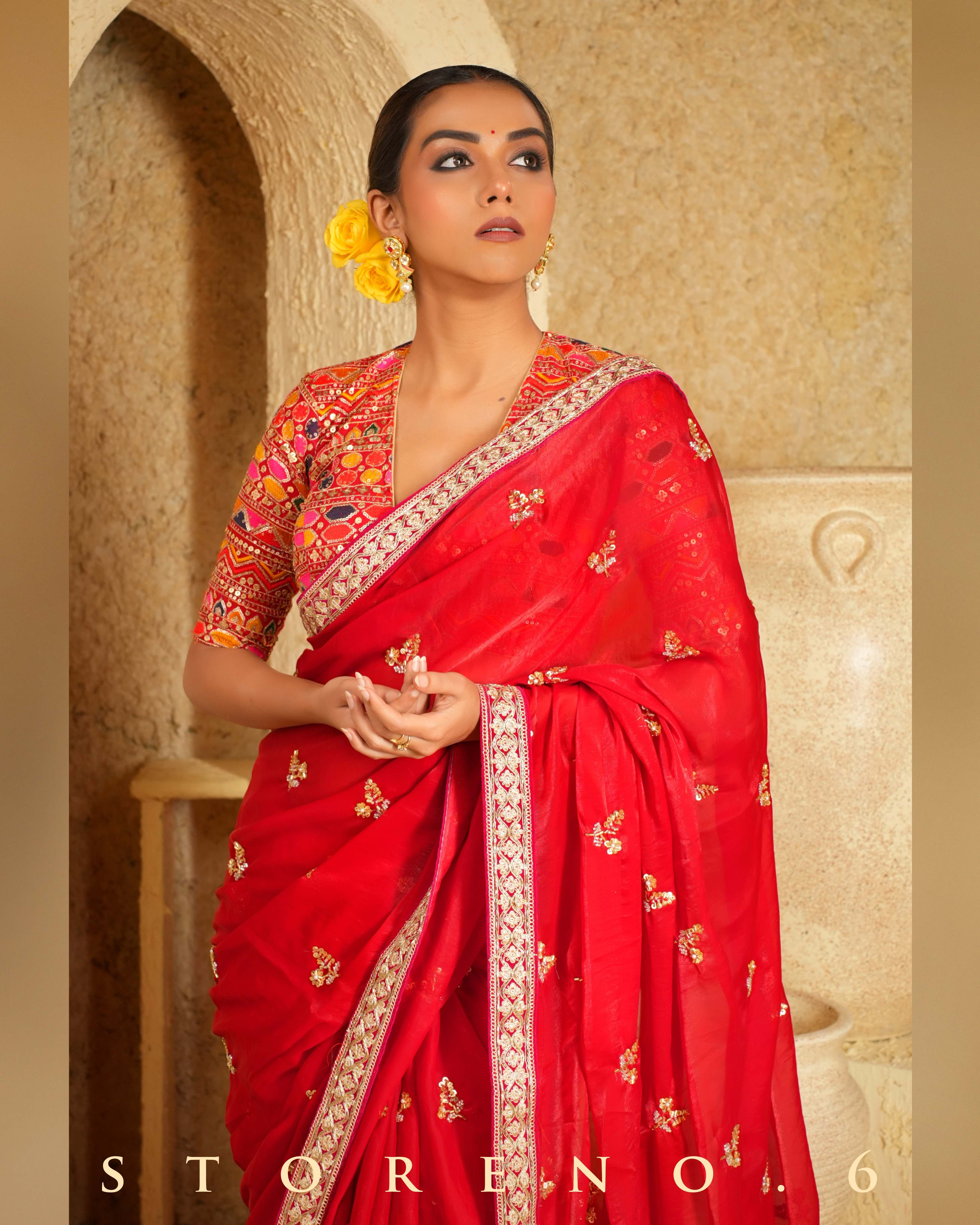 RUBY RITZY SAREE WITH CRIMSON CHARM BLOUSE