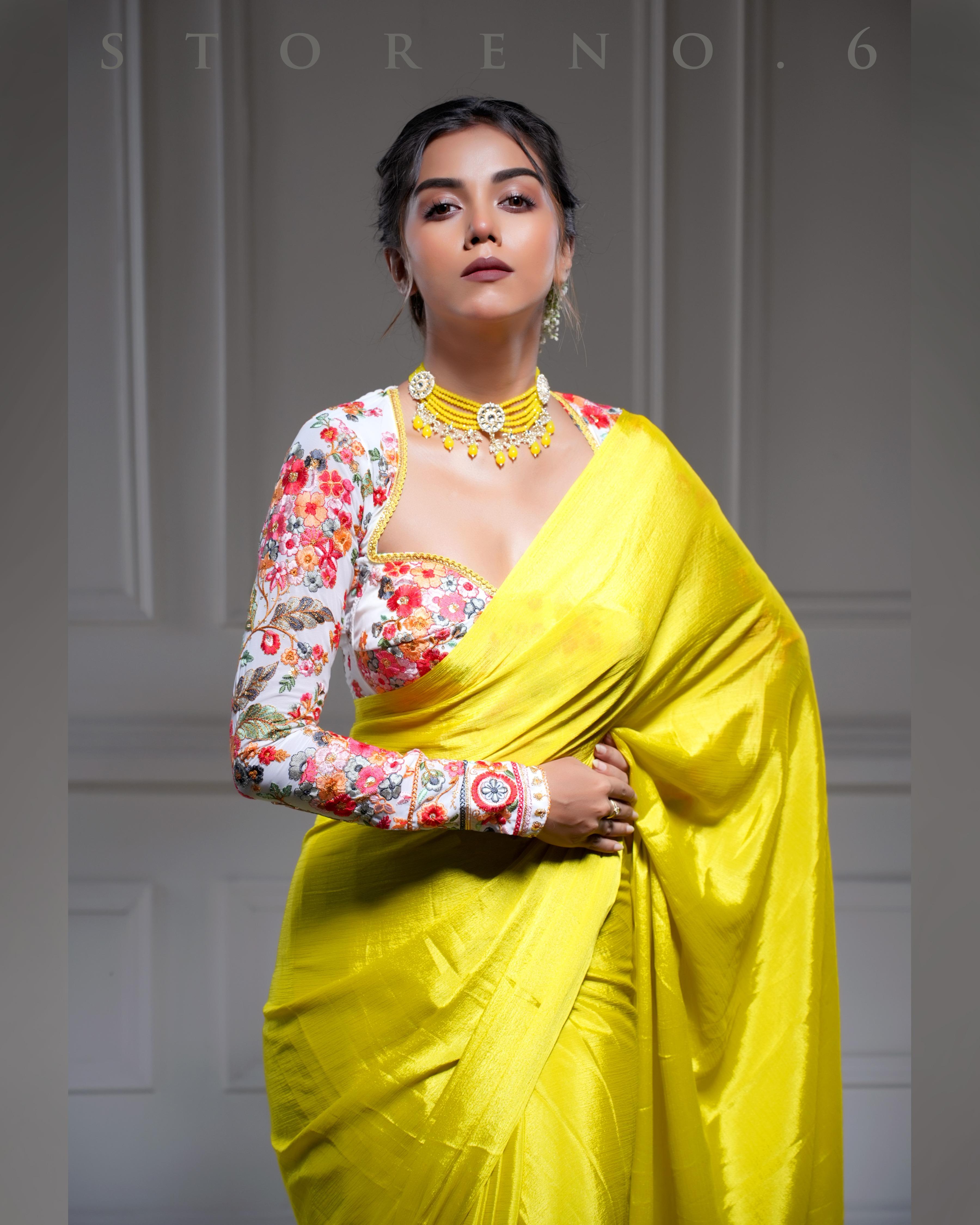 NEON NIRVANA SAREE WITH KAFOORI ASHIQUI CORSET BLOUSE