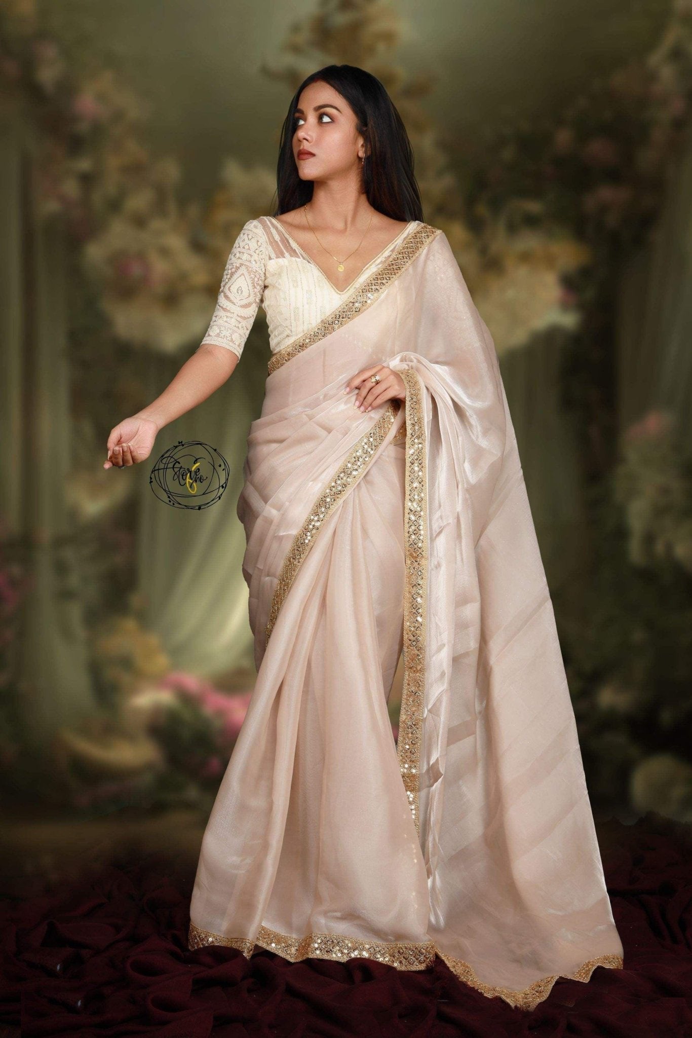 NOOR-E-SONA SAREE WITH FITOOR BLOUSE