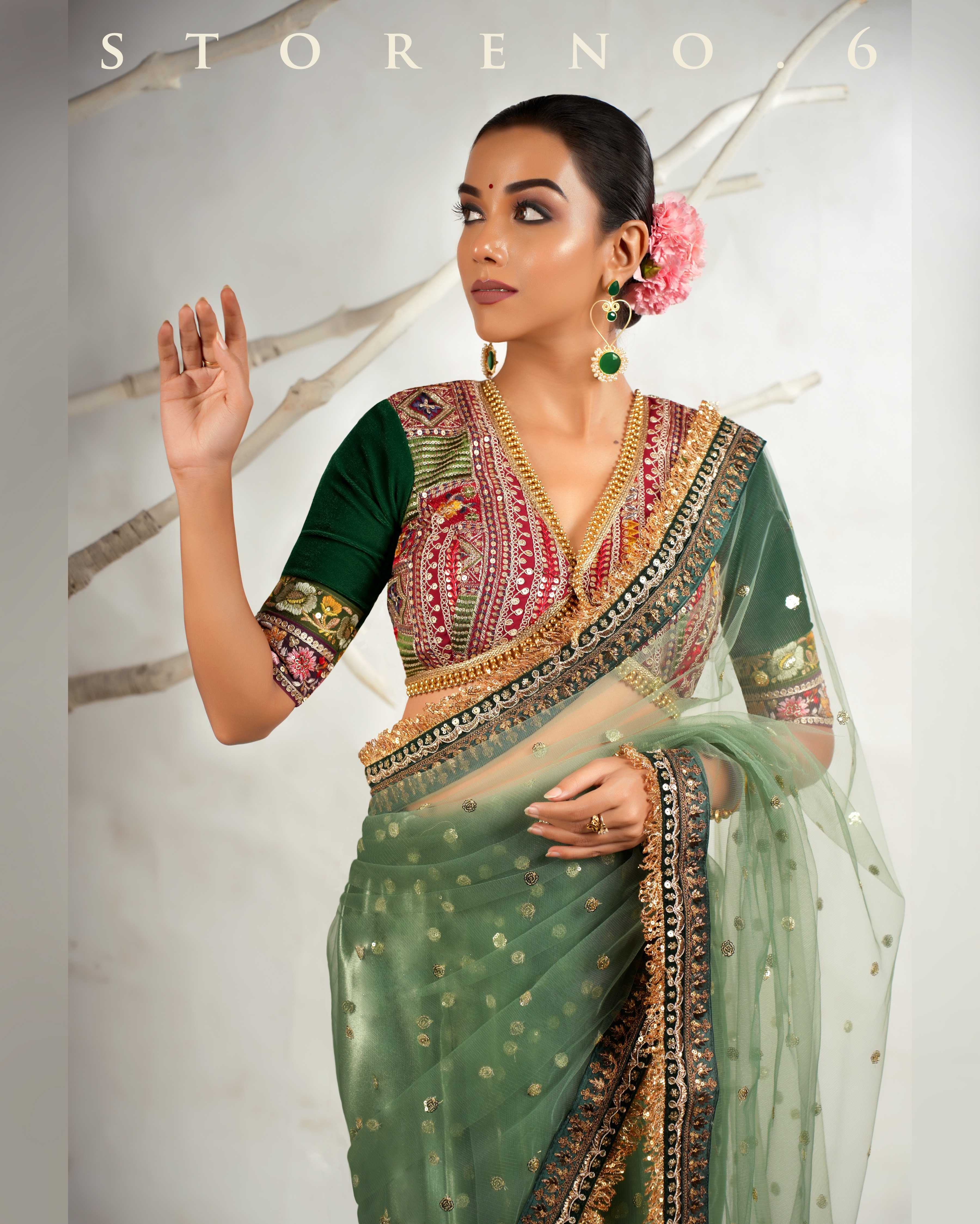 ICONIC IVY SAREE WITH LUSH OF BERRY MELANGE BLOUSE