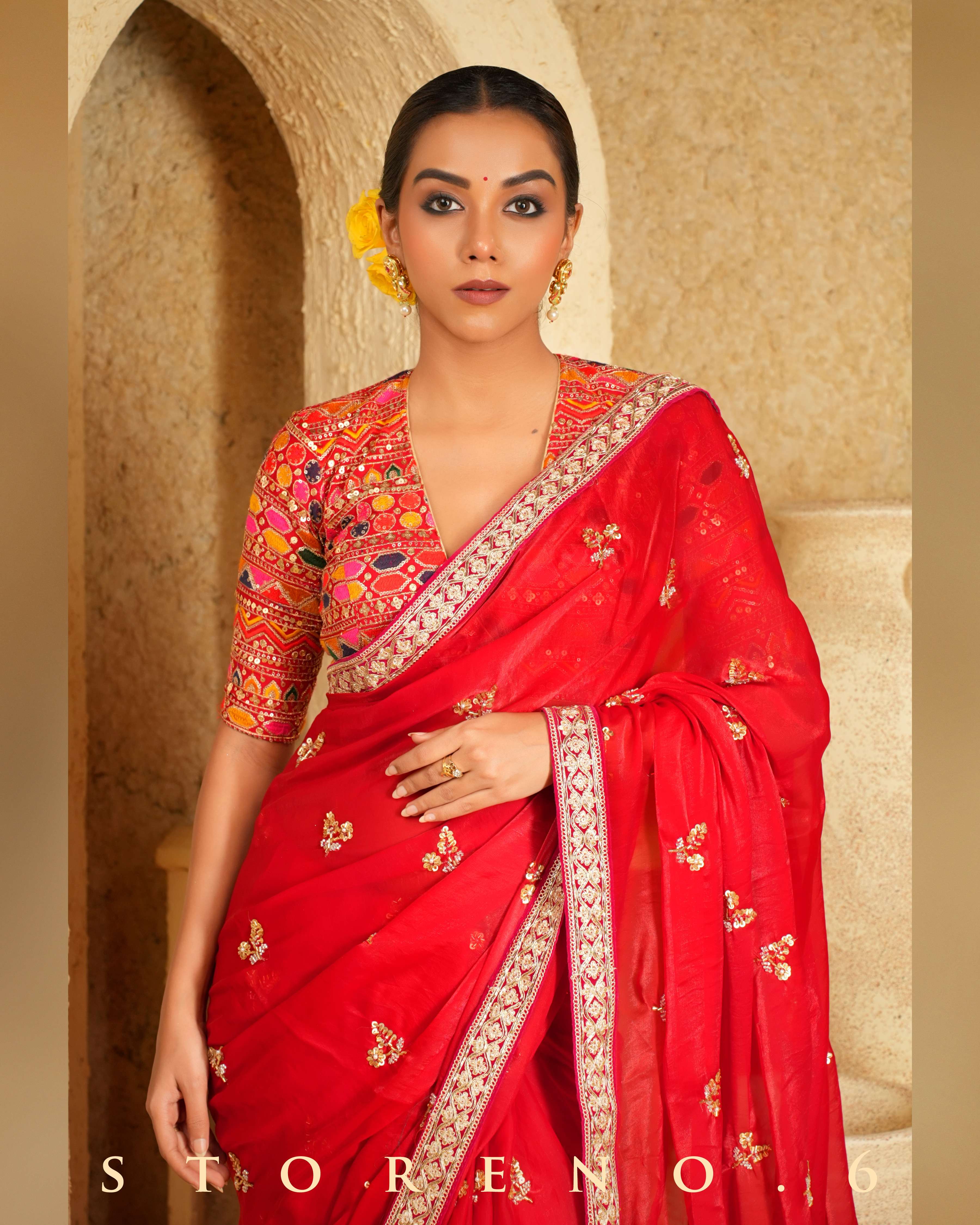 RUBY RITZY SAREE WITH CRIMSON CHARM BLOUSE