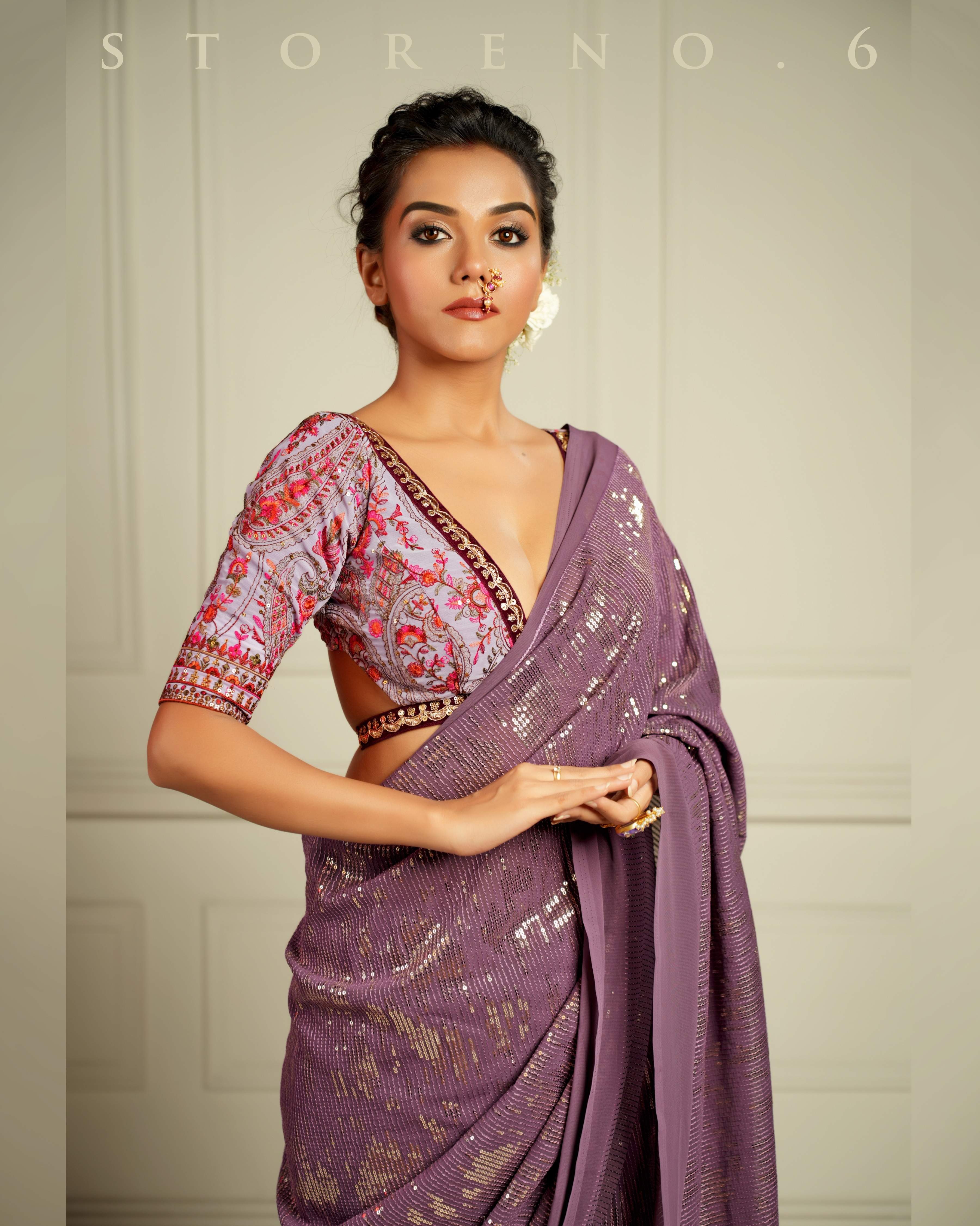 AMETHYST GALAXY COCKTAIL SAREE WITH CHAHAT-E-RANGEEN BLOUSE