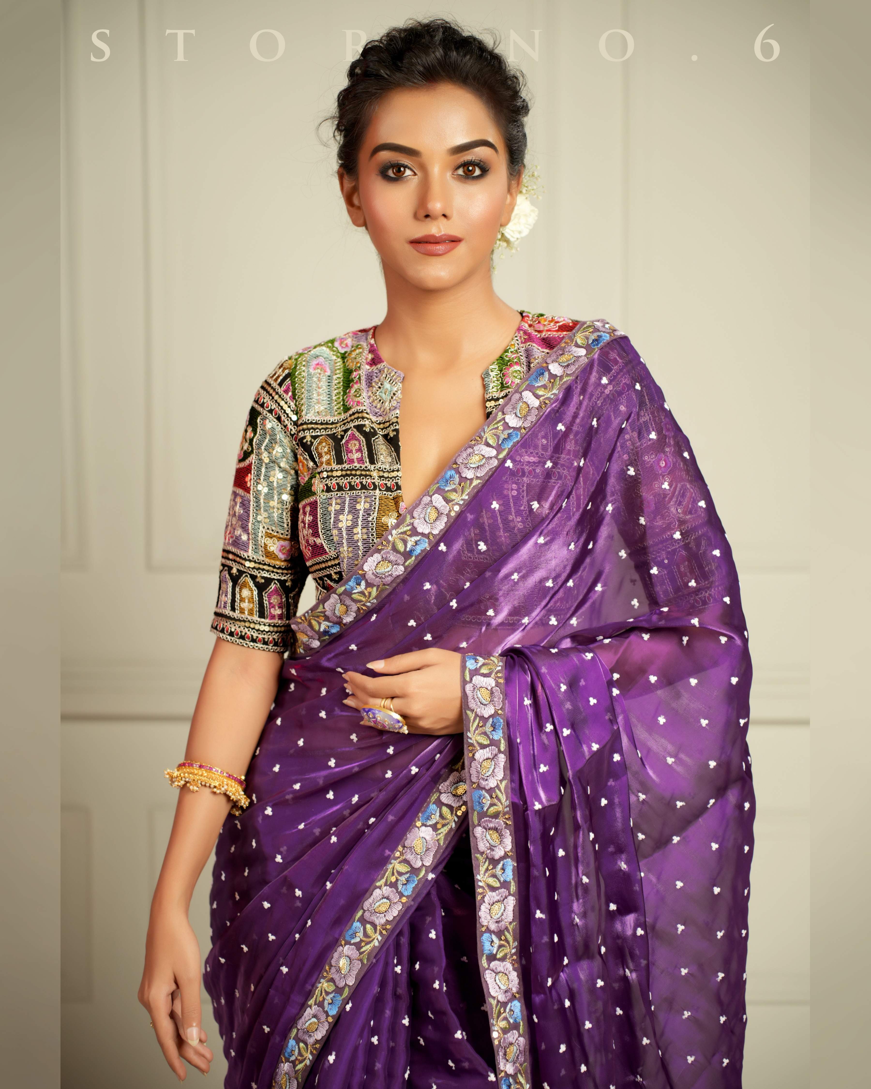 THE AMETHYST AFFAIR SAREE WITH THE DARK DELIGHT BLOUSE