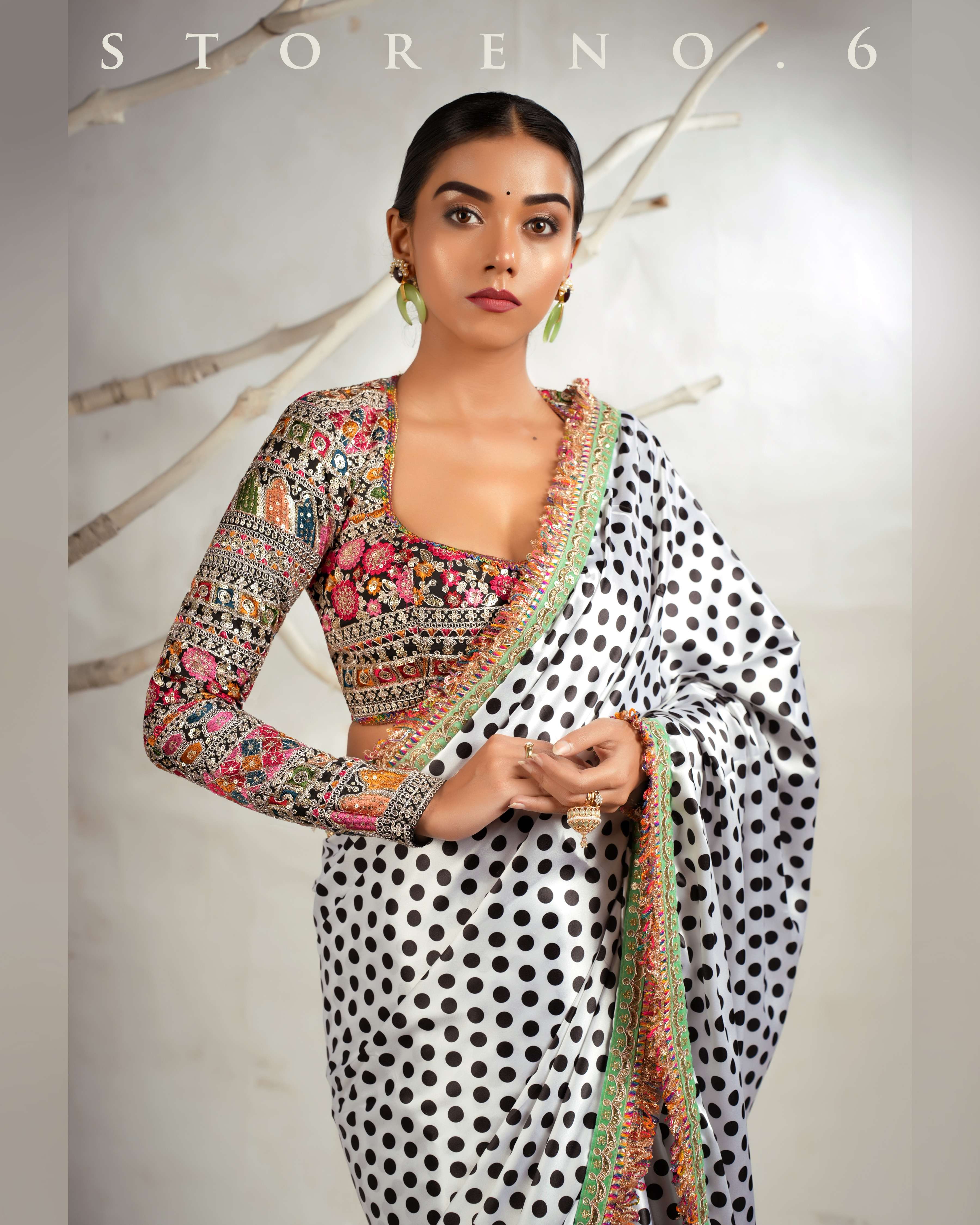 THE POLKA PASSION SAREE WITH GUL KAARI SIAH-X CLASSIC BLOUSE