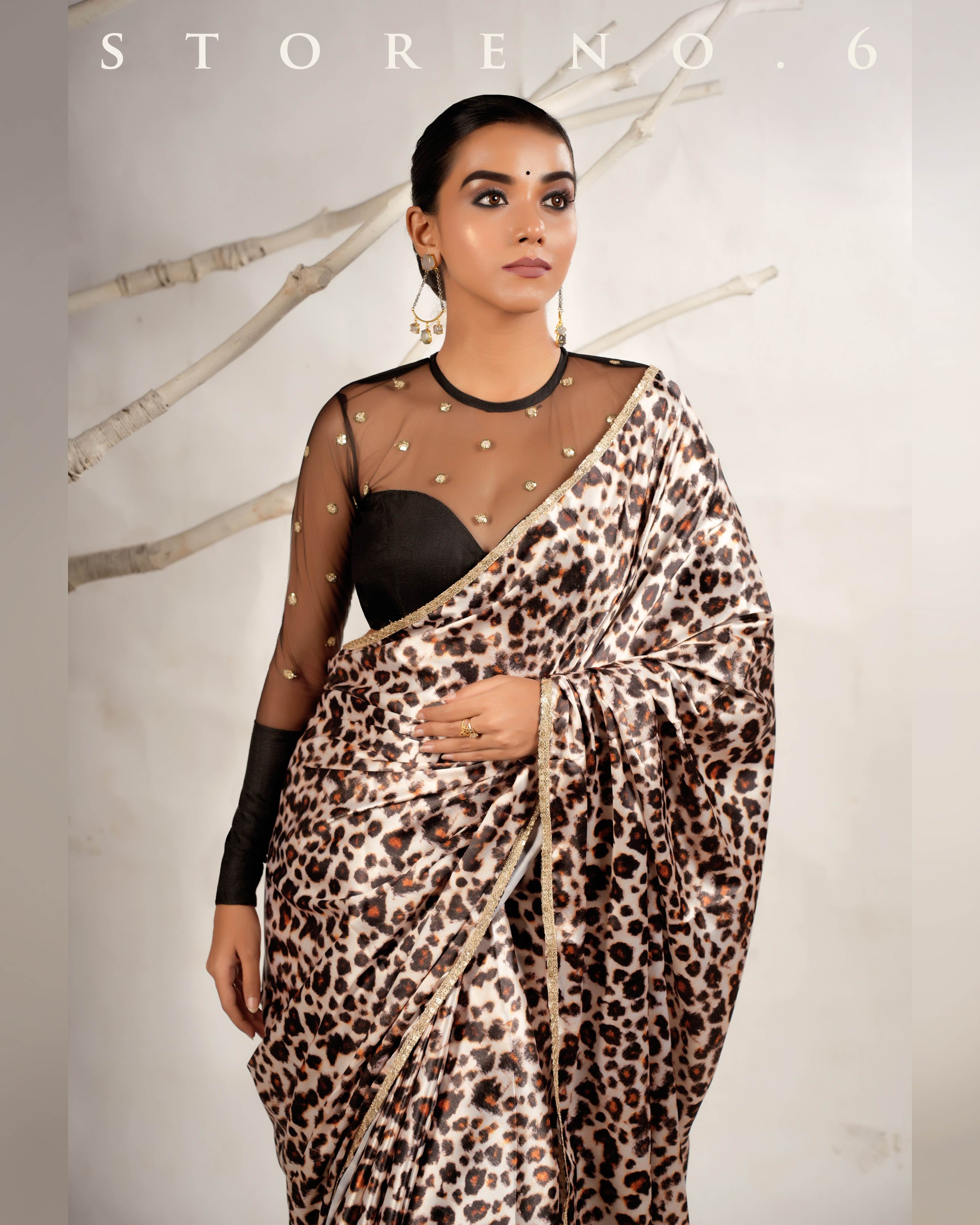 THE LEOPARD LUXURY SAREE WITH THE PERFECT POISE BLOUSE